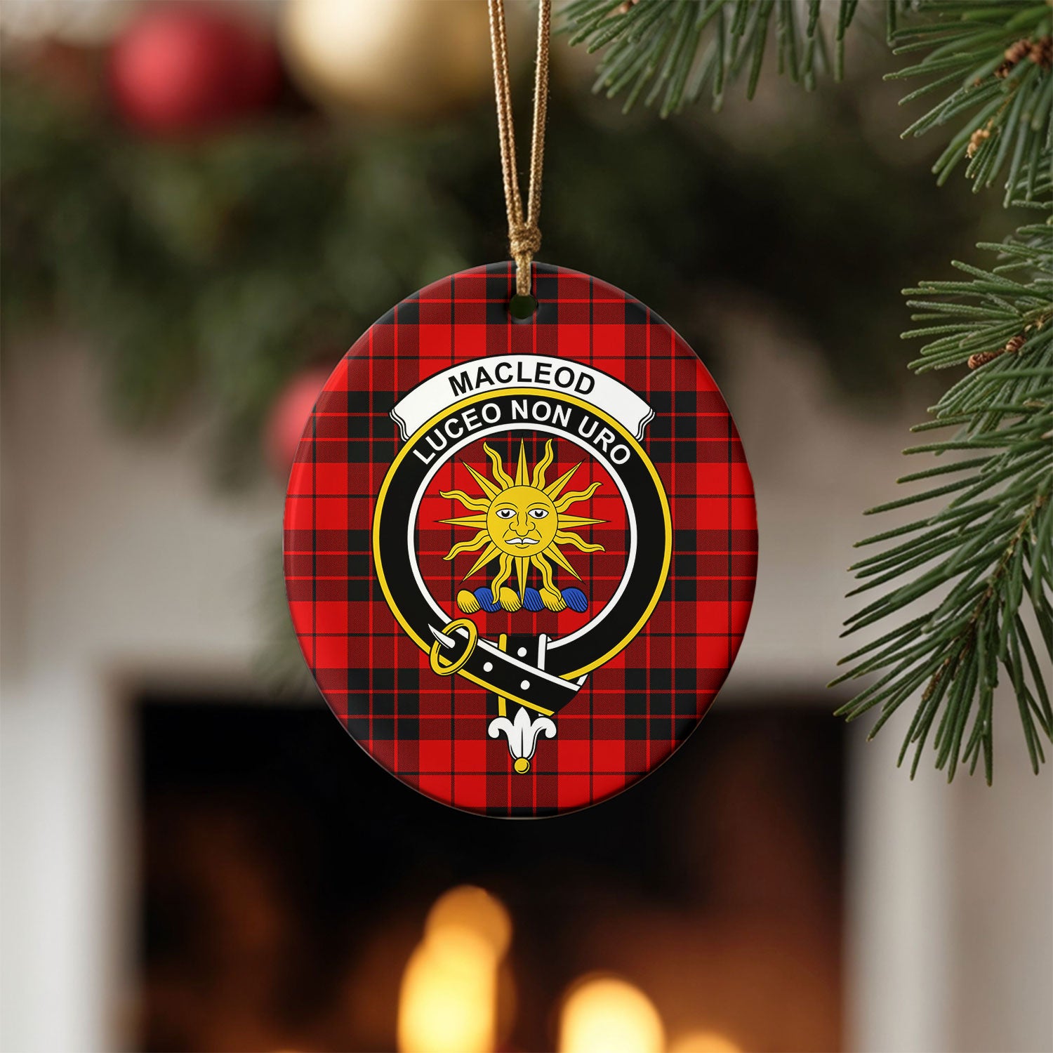 MacLeod of Raasay Tartan Crest Christmas Ceramic Ornament