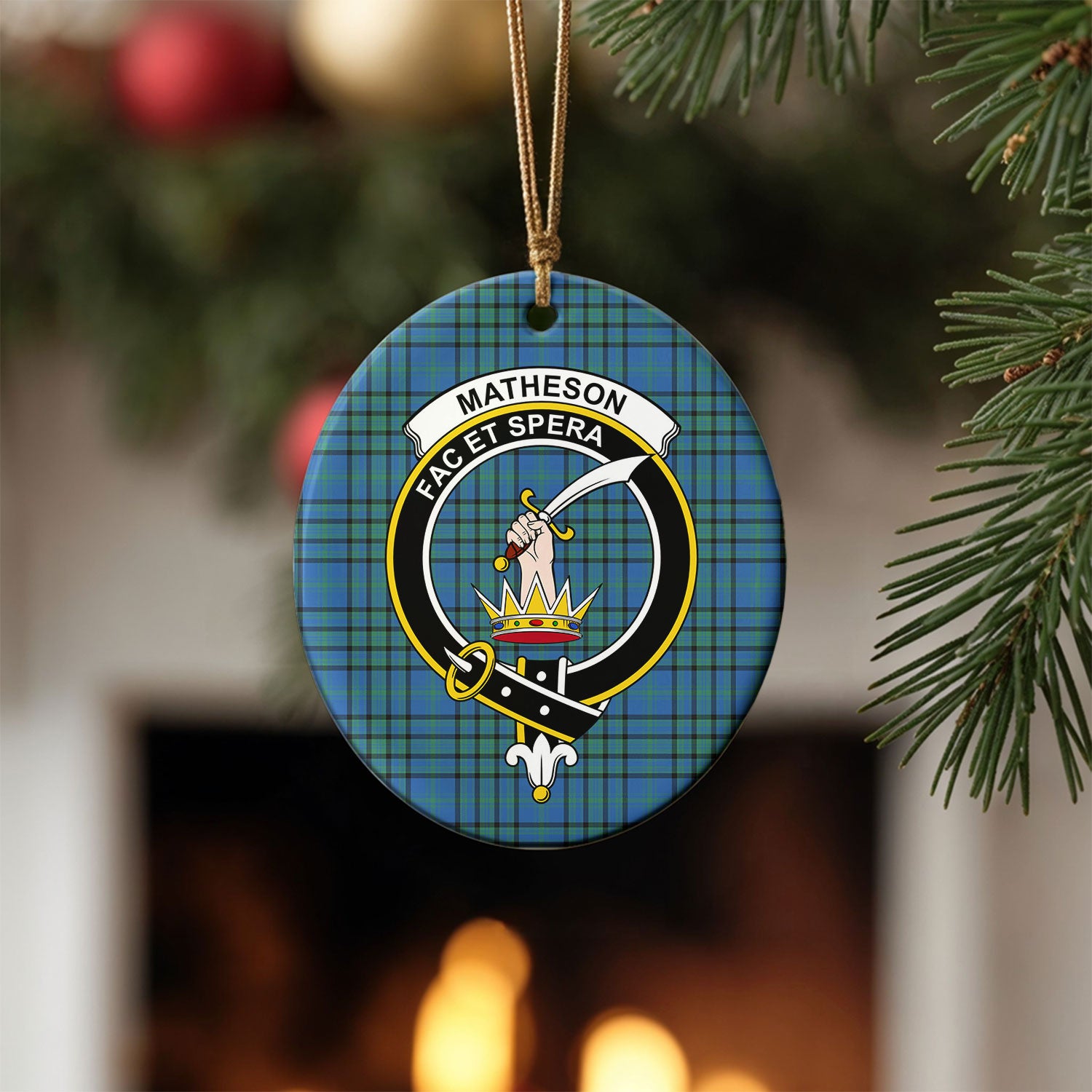 Matheson Hunting Ancient Tartan Crest Christmas Ceramic Ornament
