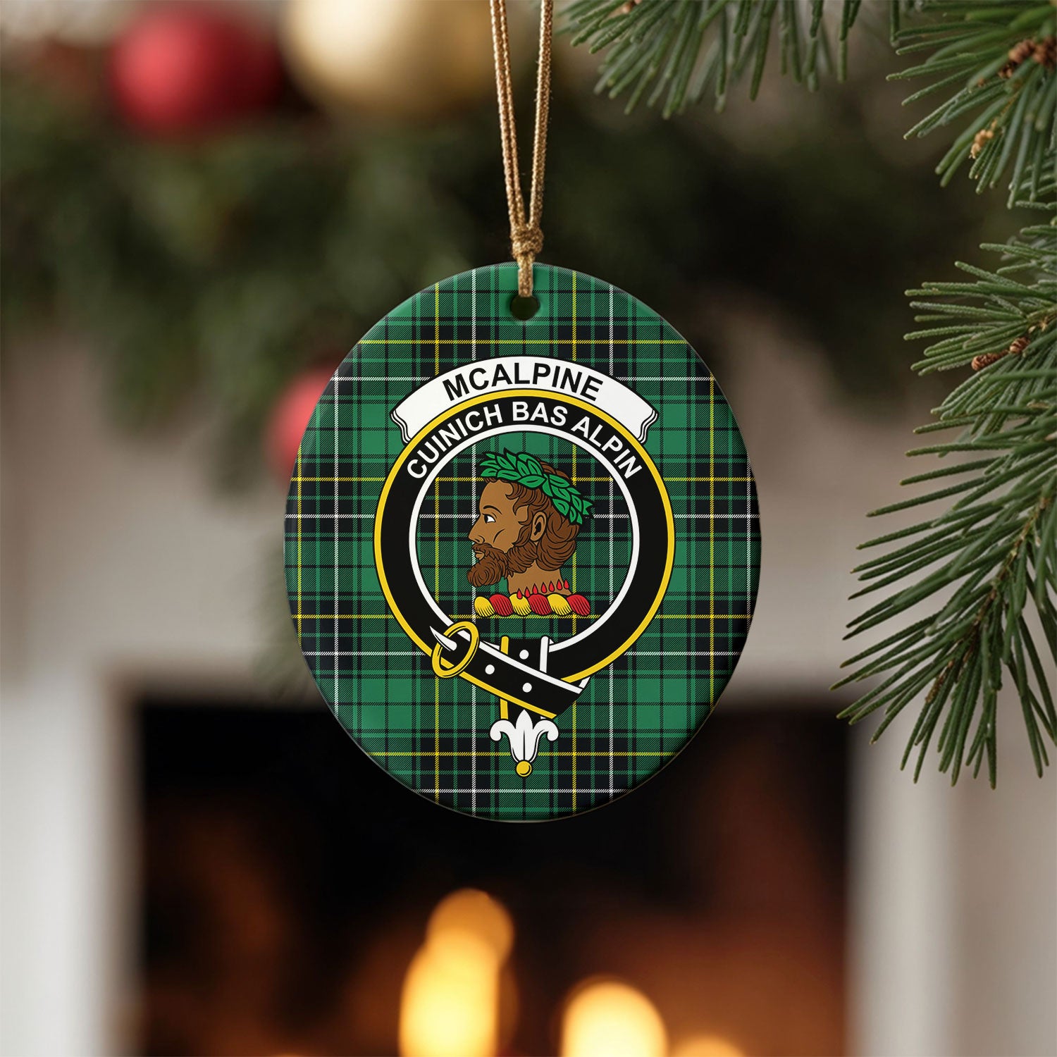 McAlpine Ancient Tartan Crest Christmas Ceramic Ornament