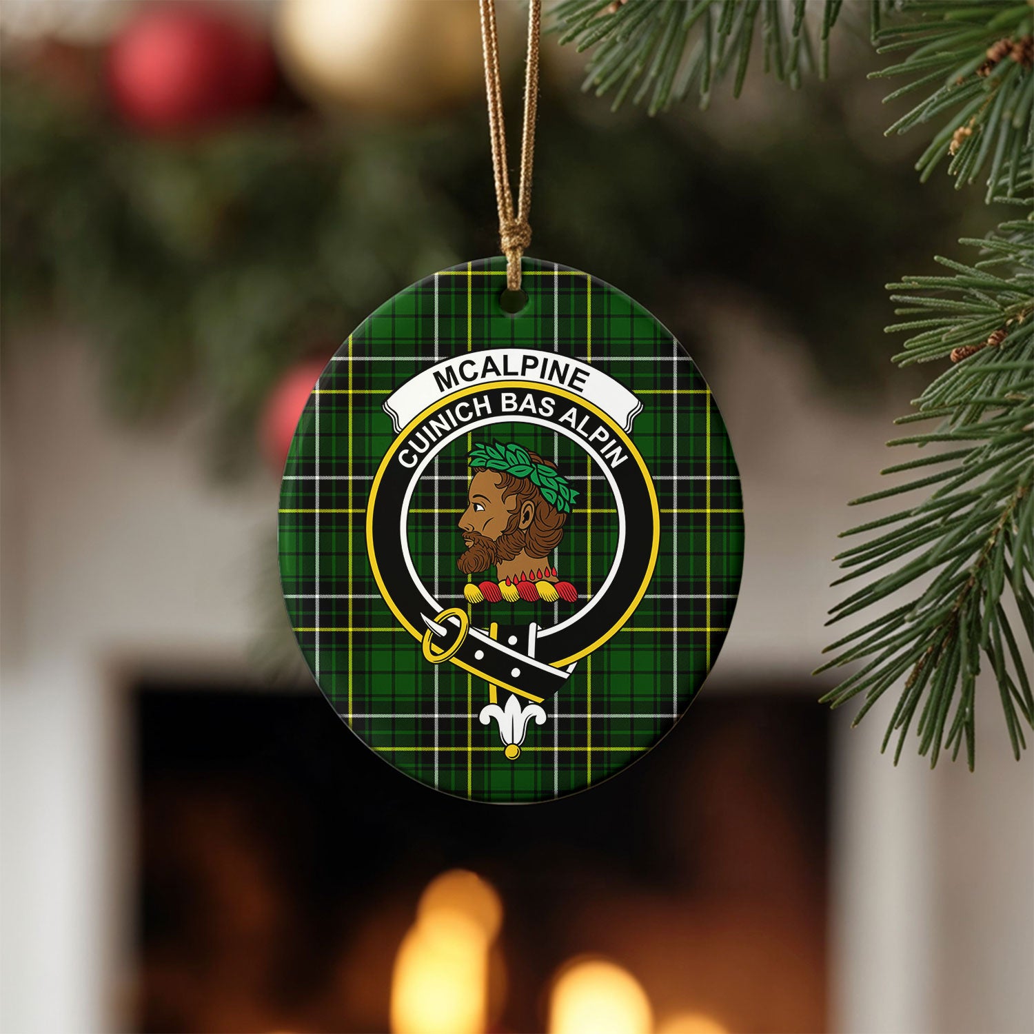 McAlpine Modern Tartan Crest Christmas Ceramic Ornament