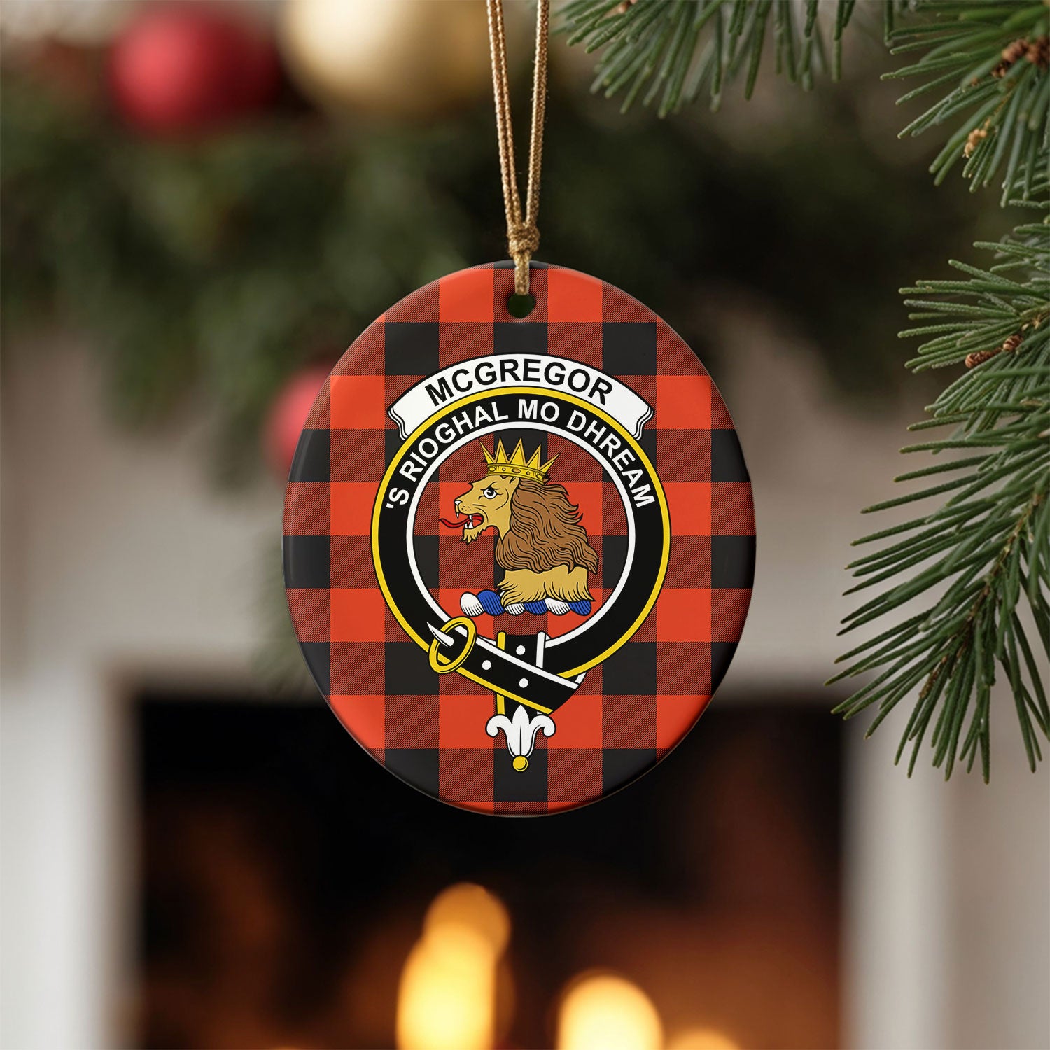 McGregor Rob Roy Ancient Tartan Crest Christmas Ceramic Ornament