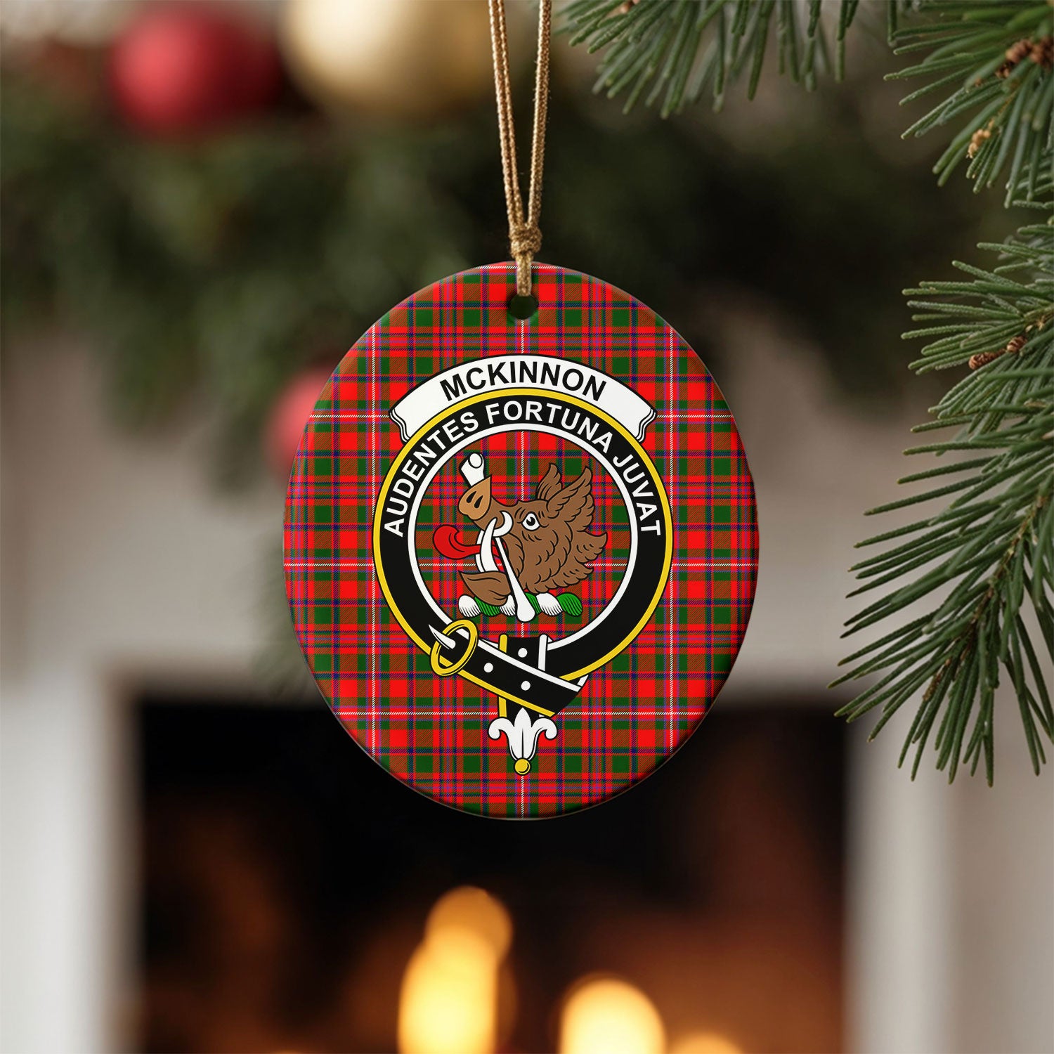 McKinnon Modern Tartan Crest Christmas Ceramic Ornament