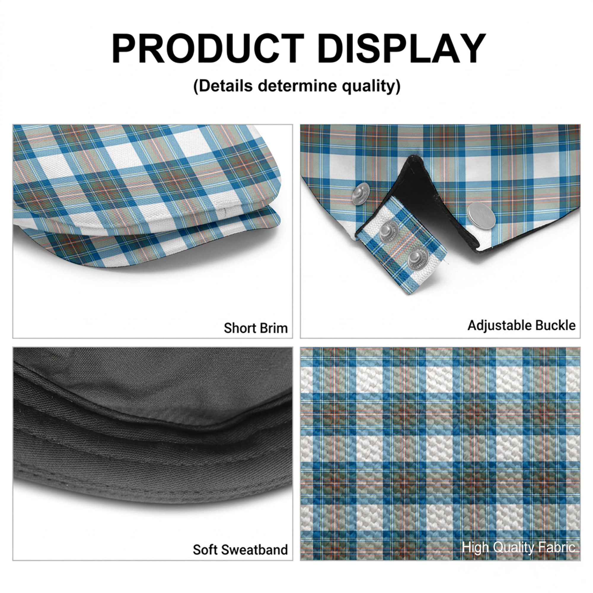 Stewart Muted Blue Tartan Flat Caps