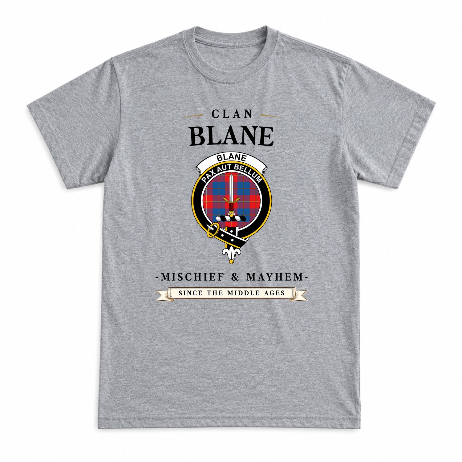Blane Tartan Crest Mischief and Mayhem T-shirt
