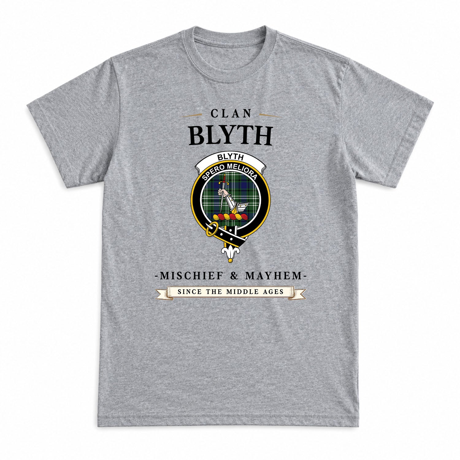 Blyth Tartan Crest Mischief and Mayhem T-shirt
