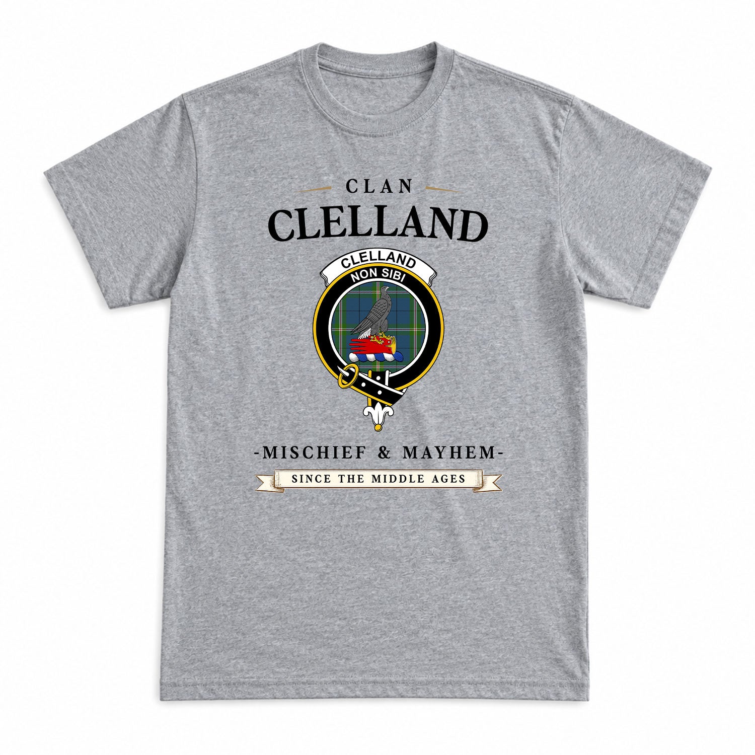 Clelland Tartan Crest Mischief and Mayhem T-shirt
