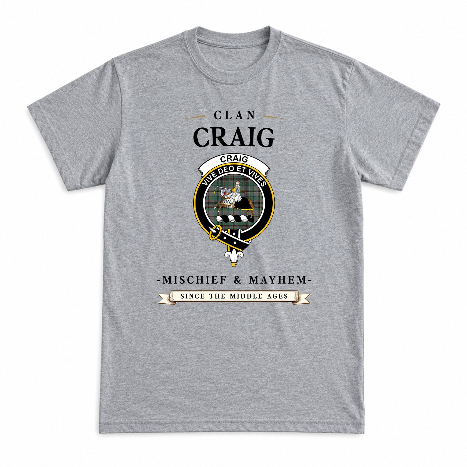 Craig Tartan Crest Mischief and Mayhem T-shirt
