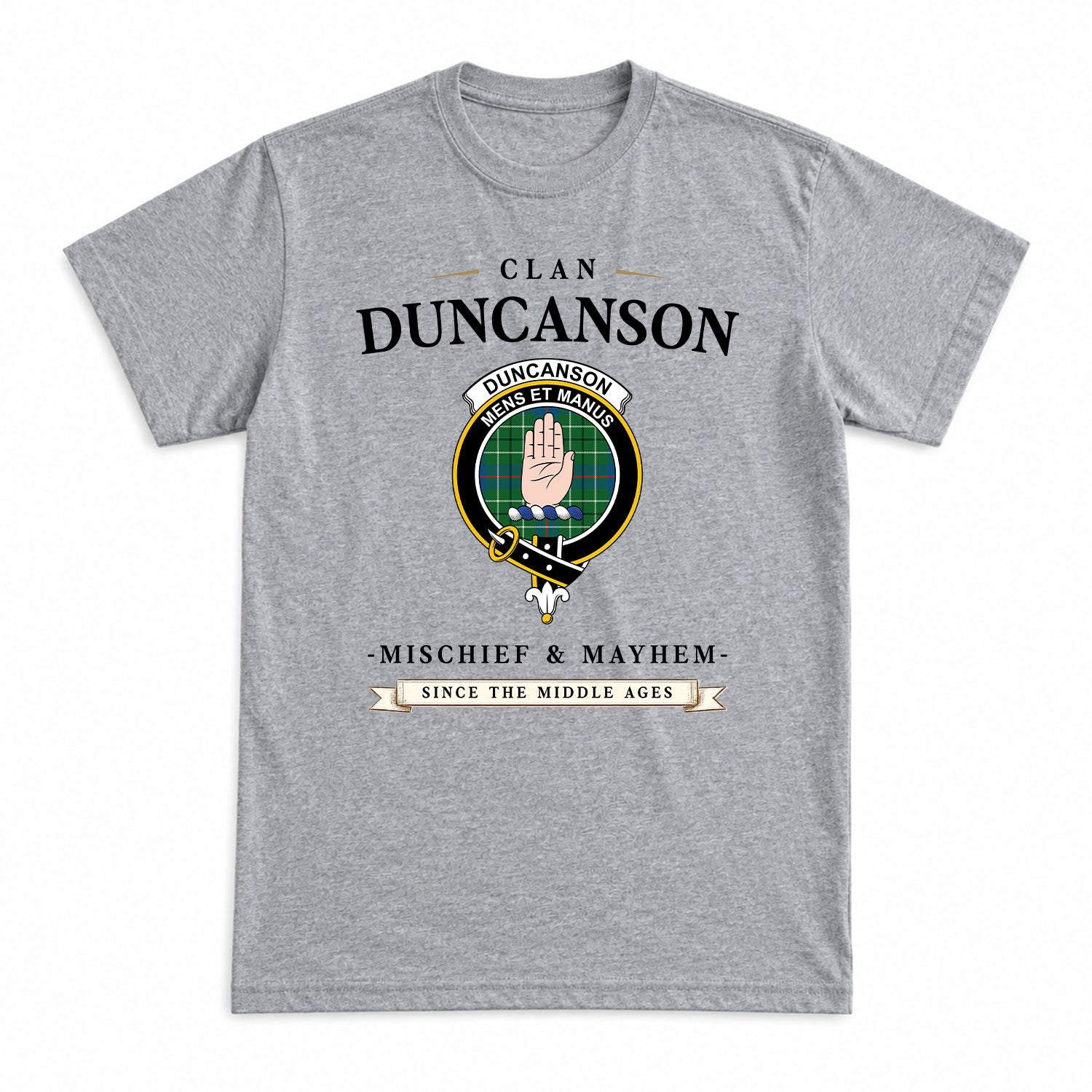 Duncanson Tartan Crest Mischief and Mayhem T-shirt