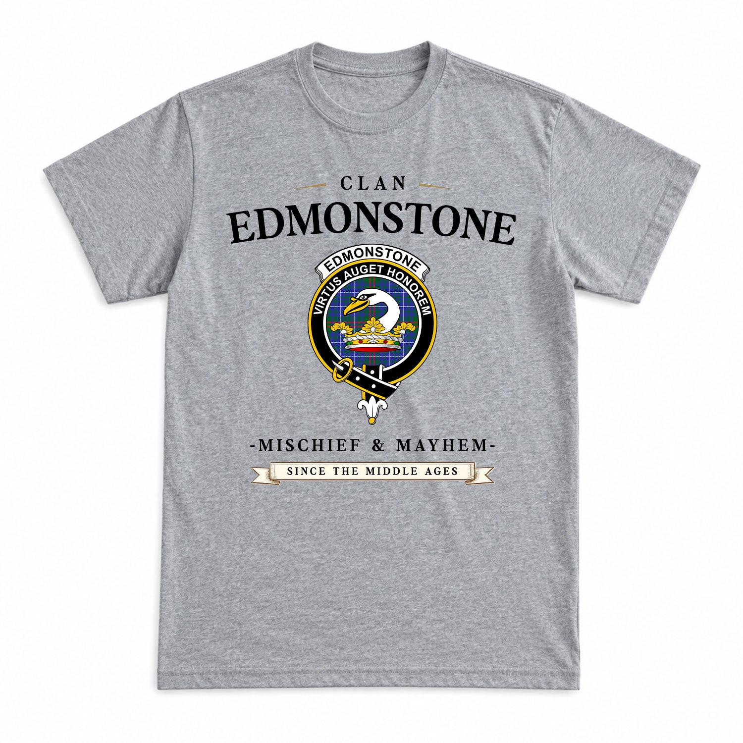 Edmonstone Tartan Crest Mischief and Mayhem T-shirt