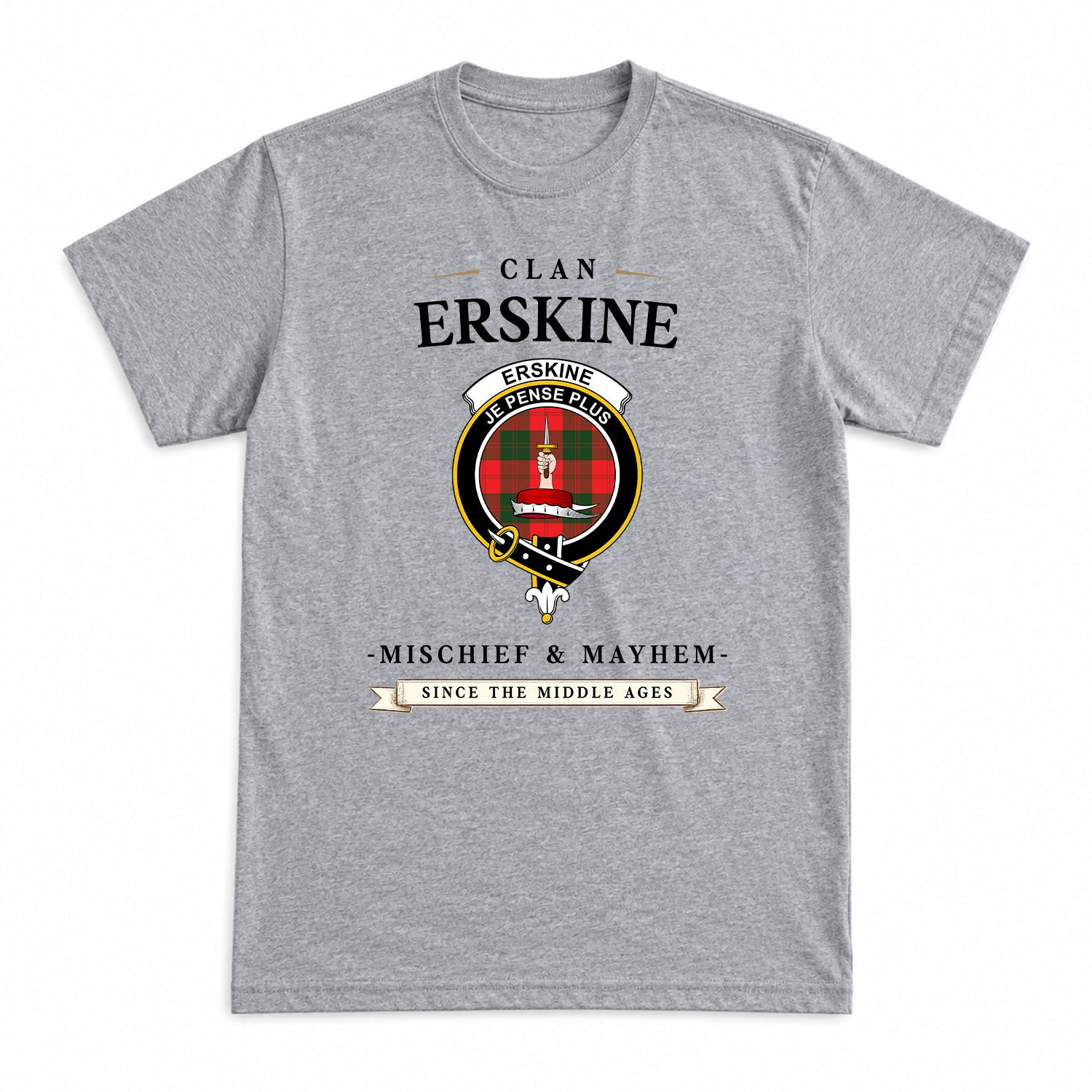 Erskine Modern Tartan Crest Mischief and Mayhem T-shirt