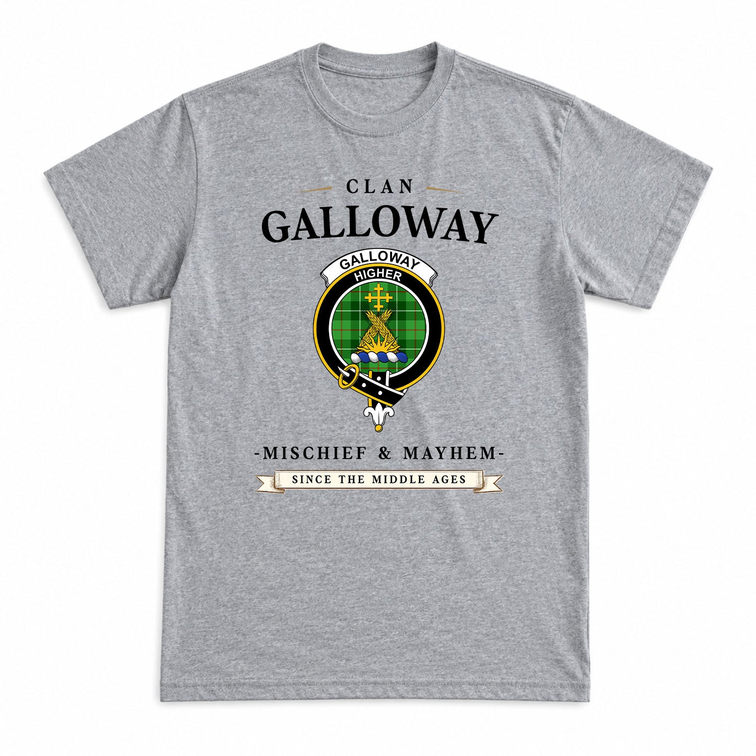 Galloway District Tartan Crest Mischief and Mayhem T-shirt
