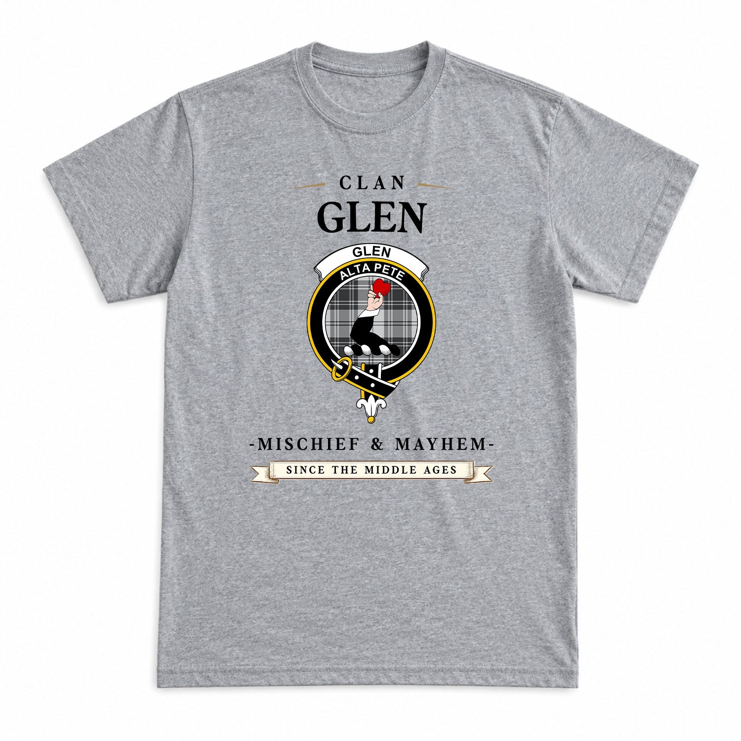 Glen Tartan Crest Mischief and Mayhem T-shirt
