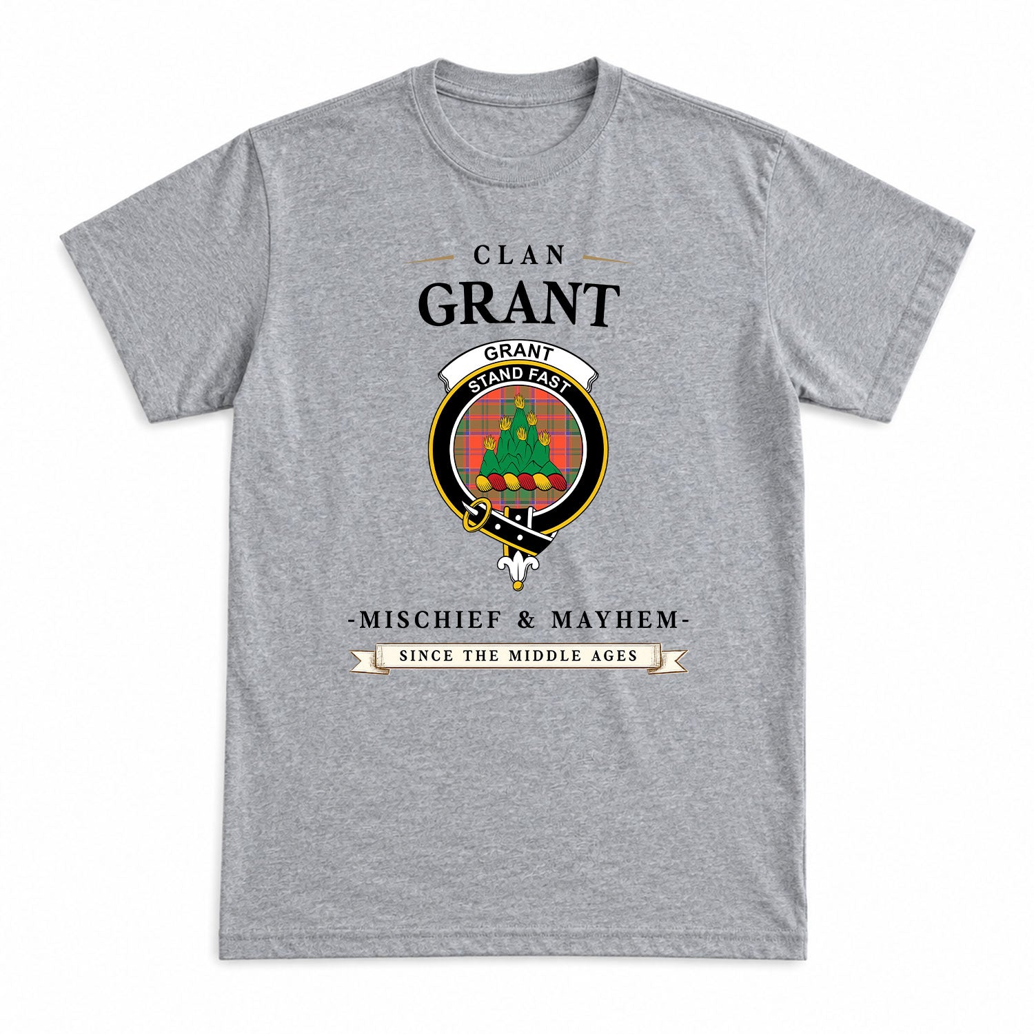 Grant Ancient Tartan Crest Mischief and Mayhem T-shirt