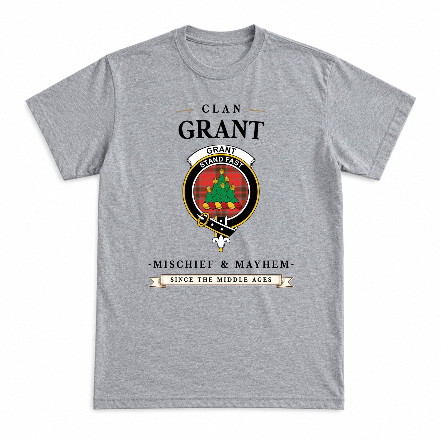 Grant Weathered  Tartan Crest Mischief and Mayhem T-shirt