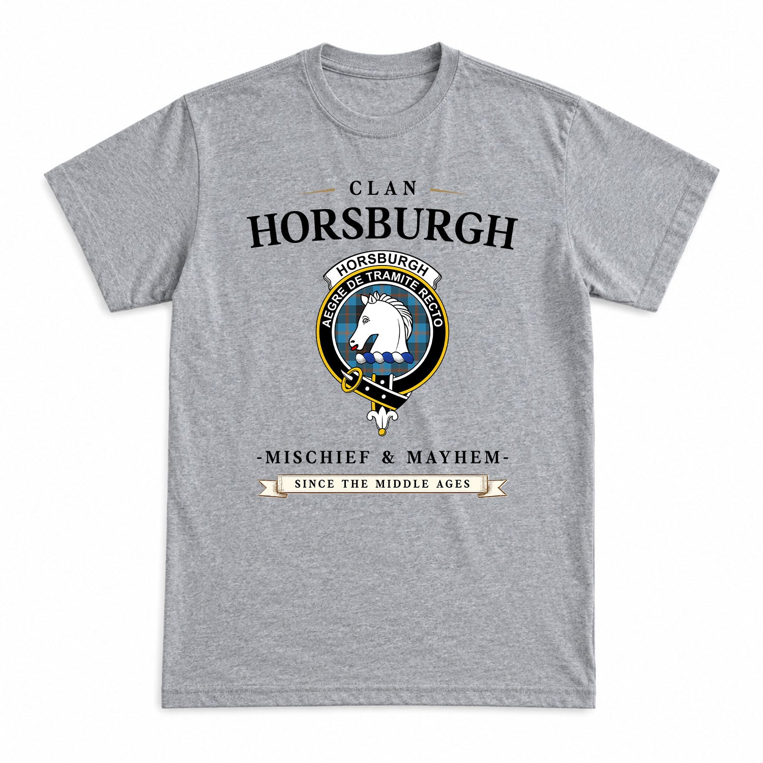 Horsburgh Tartan Crest Mischief and Mayhem T-shirt