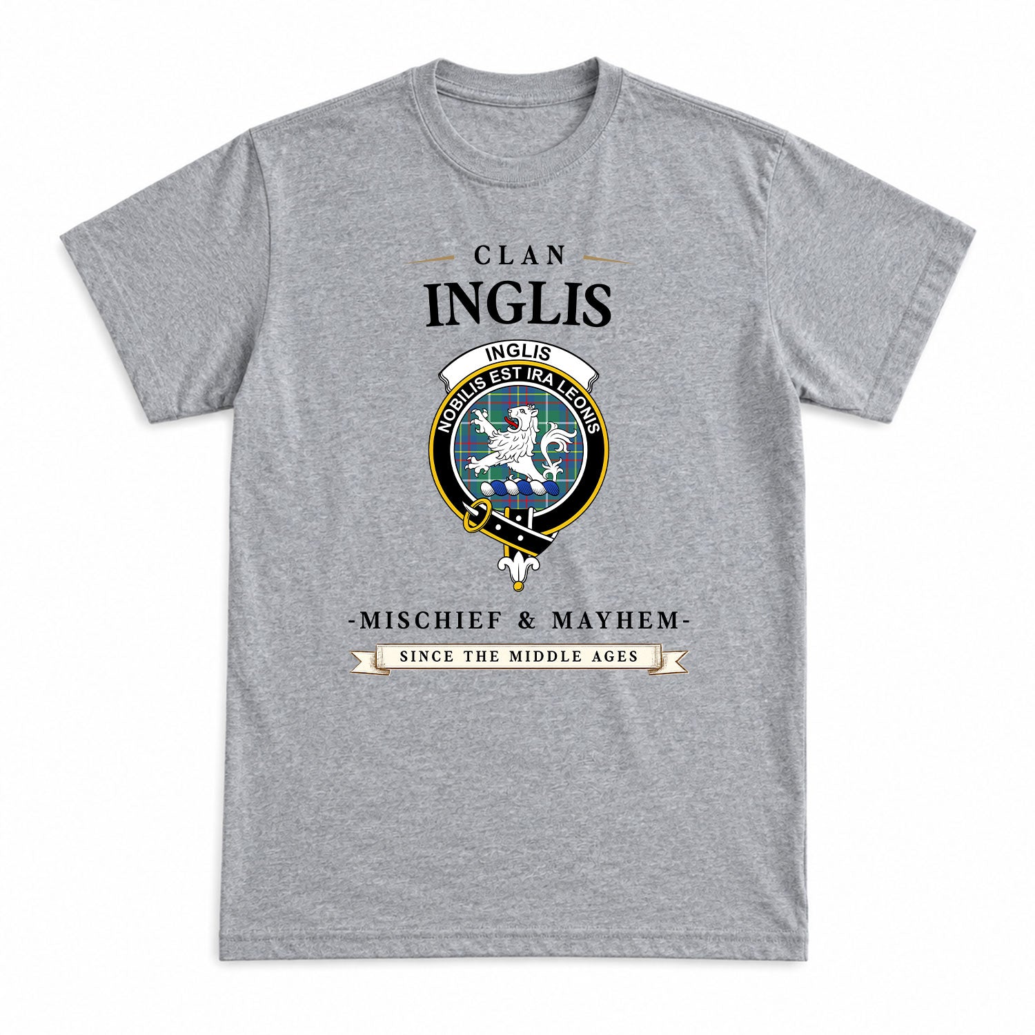 Inglis Ancient Tartan Crest Mischief and Mayhem T-shirt