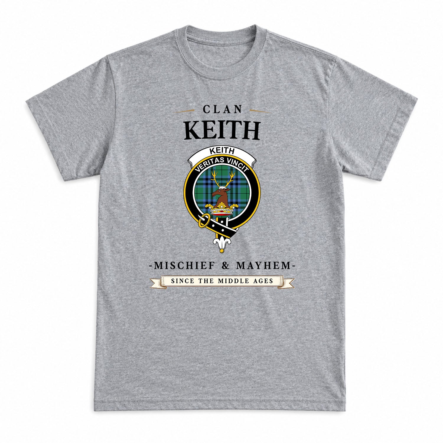 Keith Ancient Tartan Crest Mischief and Mayhem T-shirt