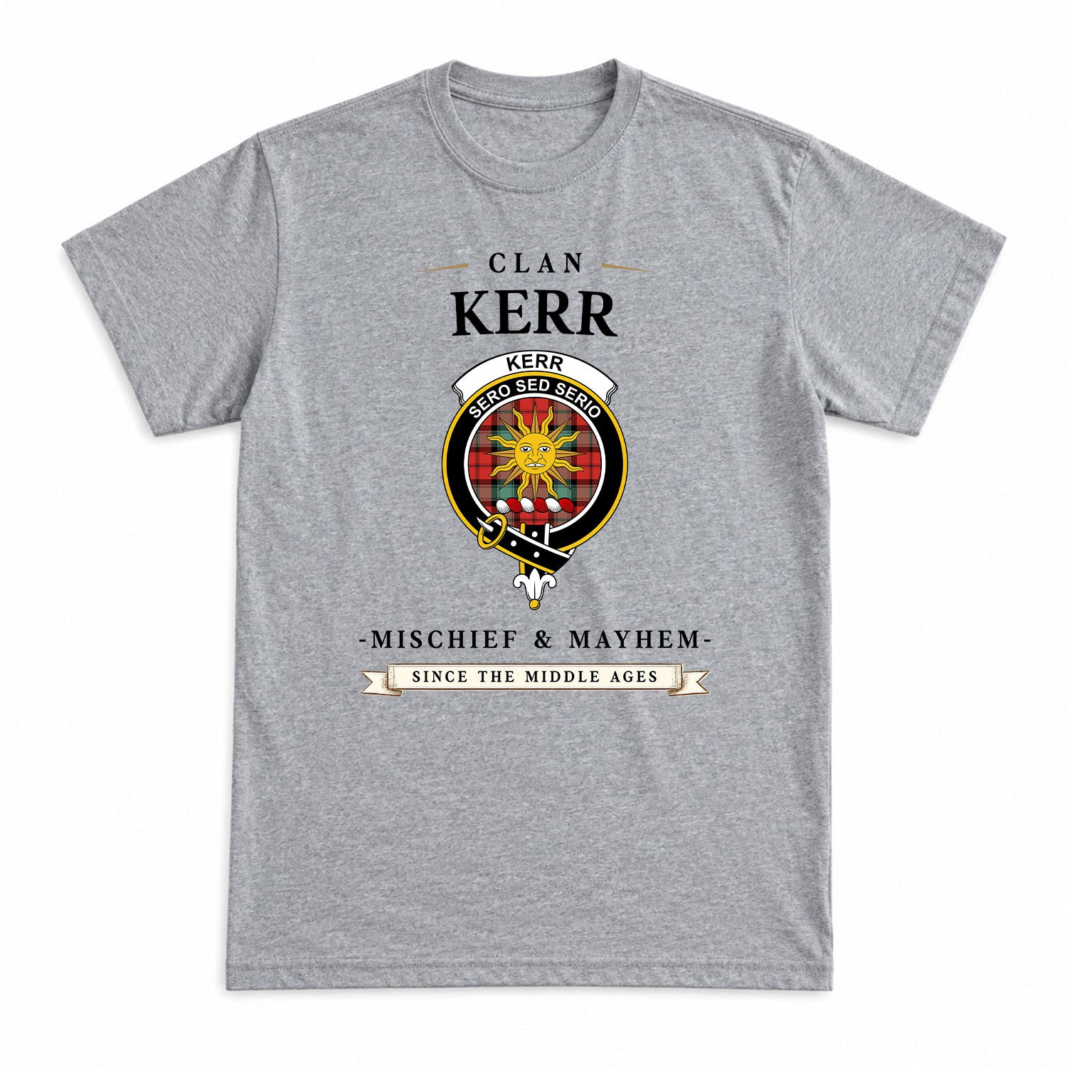 Kerr Ancient Tartan Crest Mischief and Mayhem T-shirt