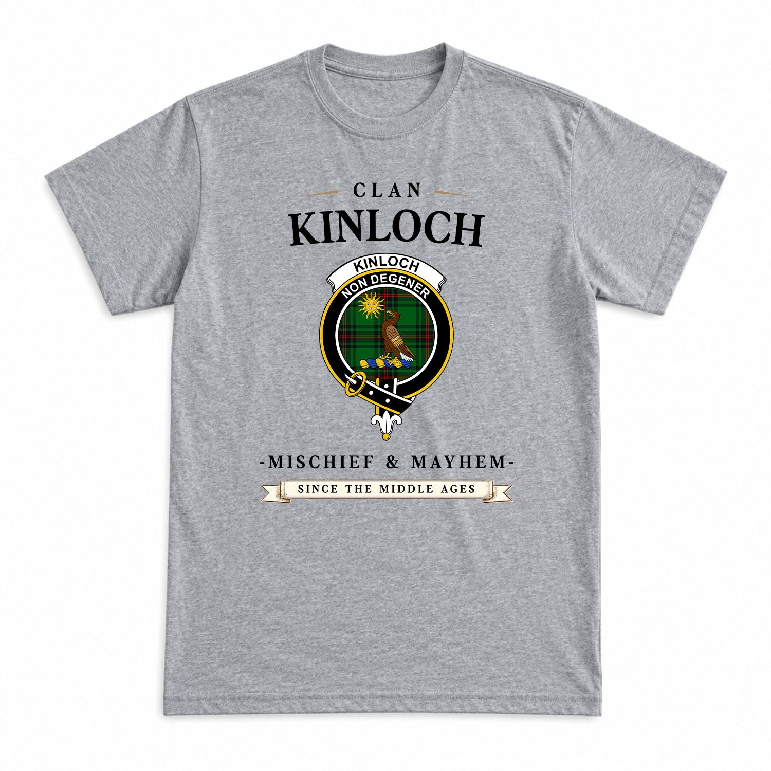 Kinloch Tartan Crest Mischief and Mayhem T-shirt