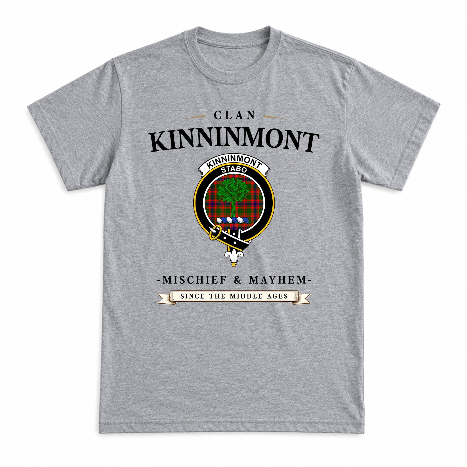 Kinninmont Tartan Crest Mischief and Mayhem T-shirt
