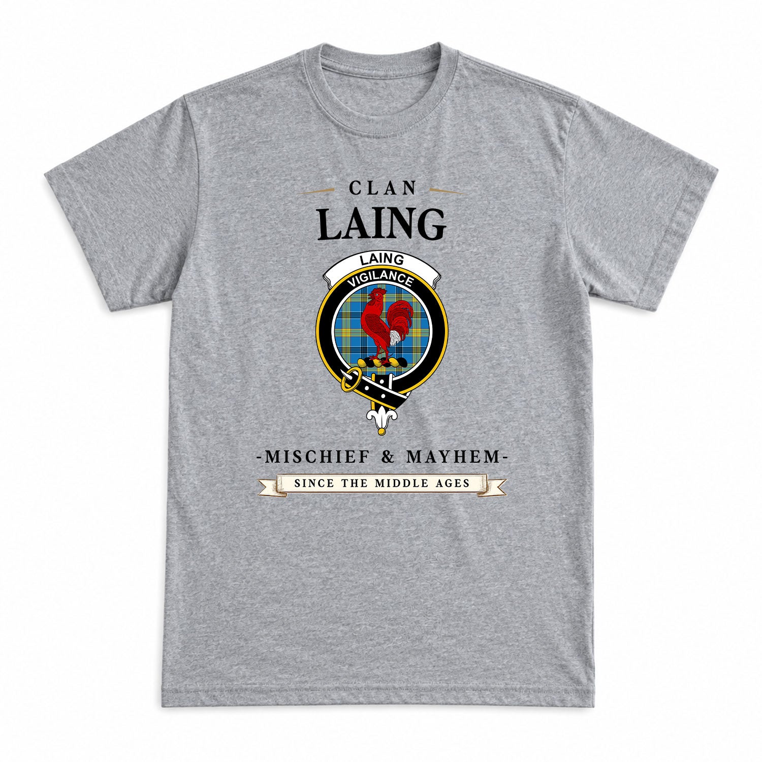 Laing Tartan Crest Mischief and Mayhem T-shirt