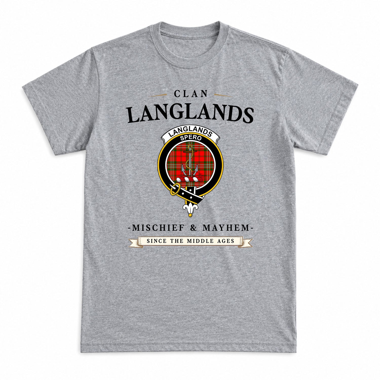 Langlands Tartan Crest Mischief and Mayhem T-shirt