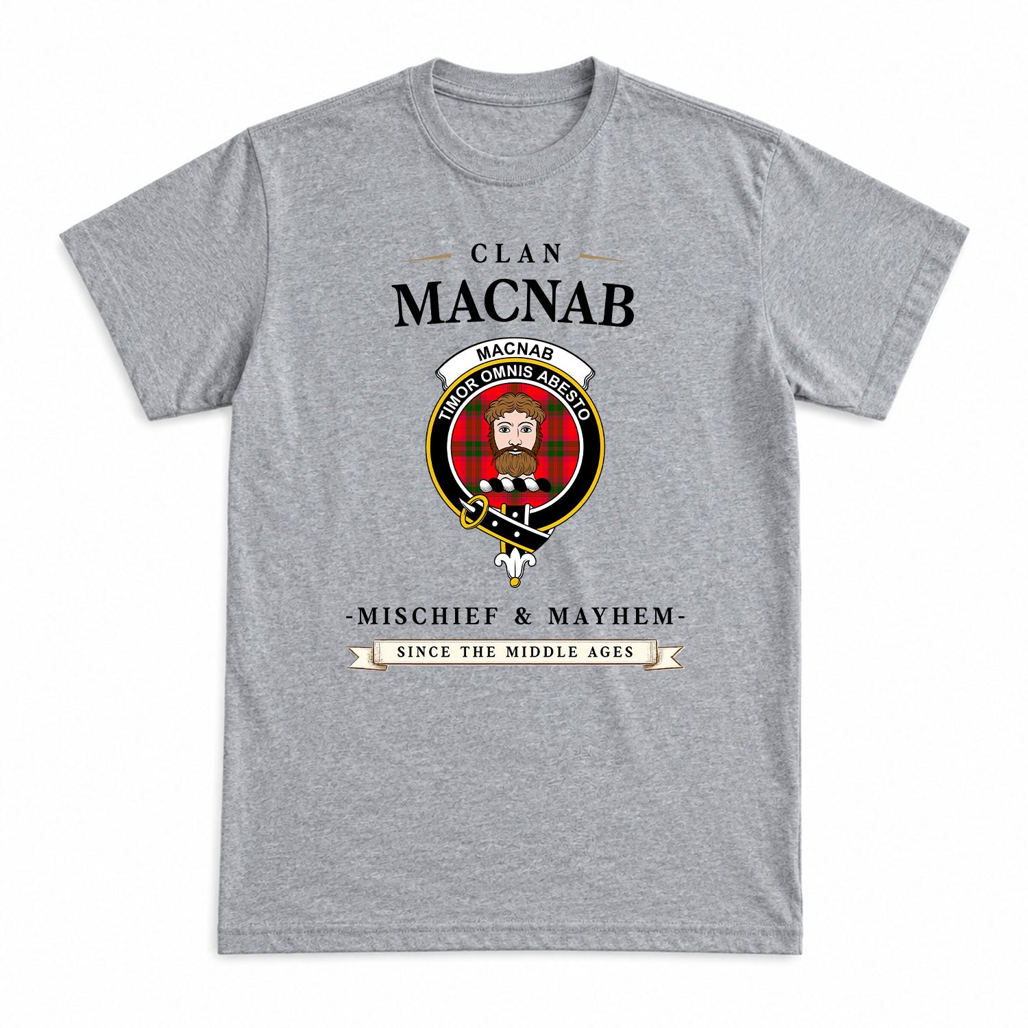 MacNab Modern Tartan Crest Mischief and Mayhem T-shirt