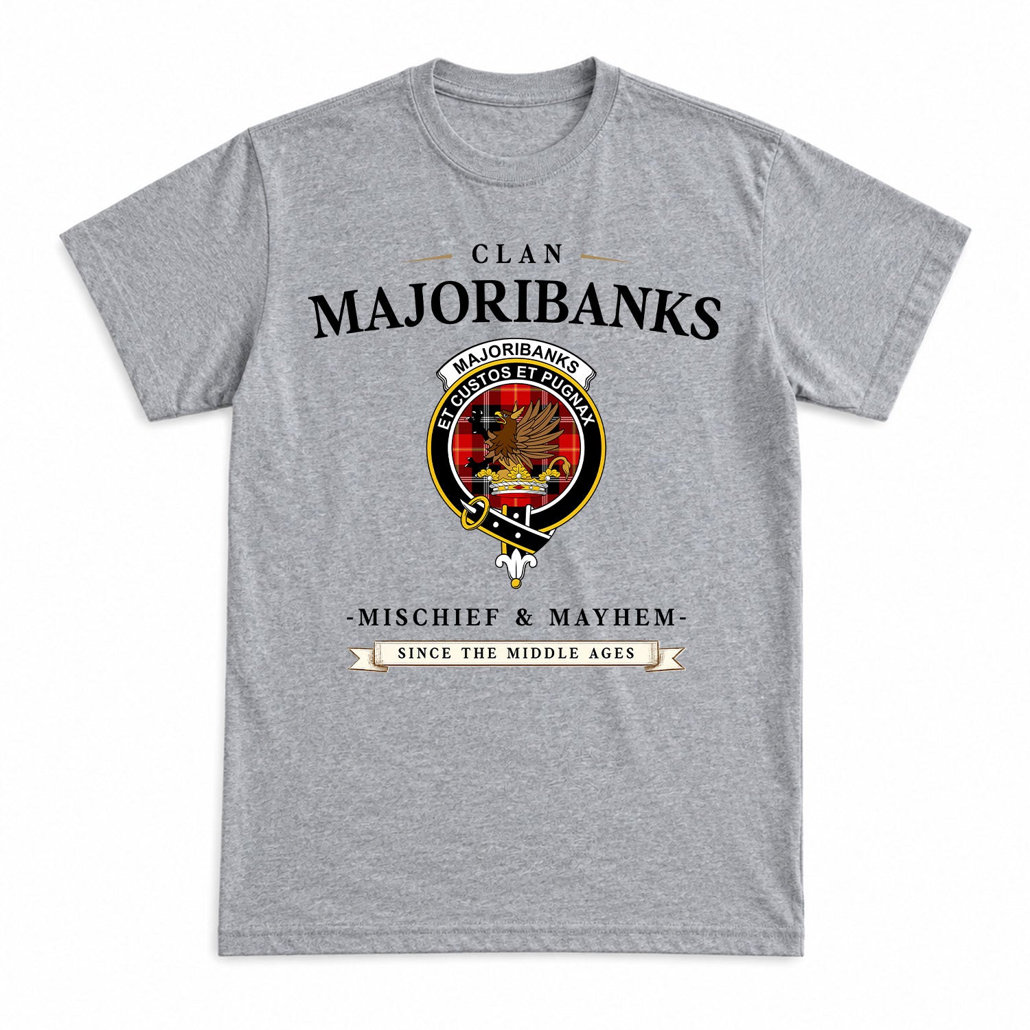 Majoribanks Tartan Crest Mischief and Mayhem T-shirt