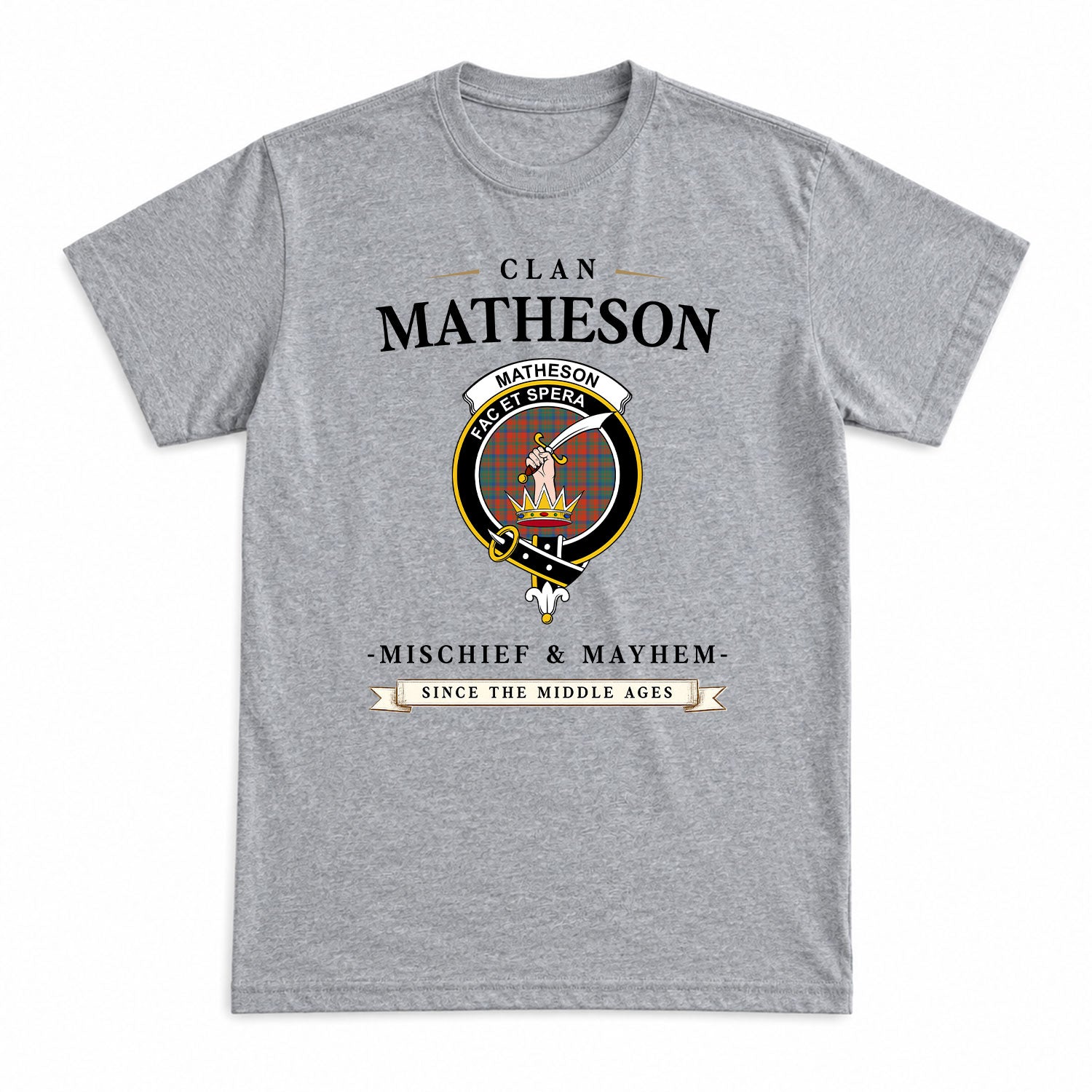 Matheson Ancient Tartan Crest Mischief and Mayhem T-shirt