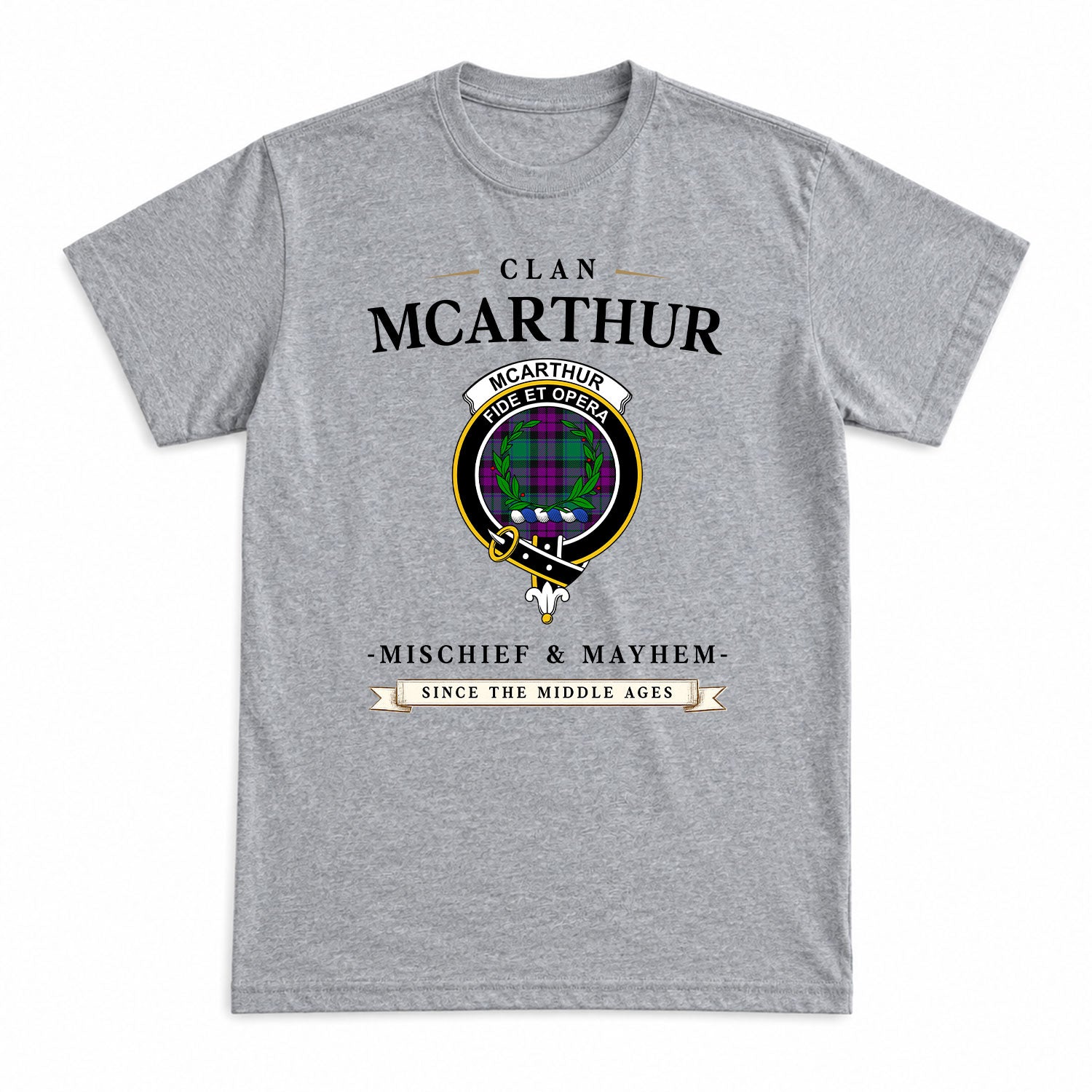 McArthur - Milton Tartan Crest Mischief and Mayhem T-shirt