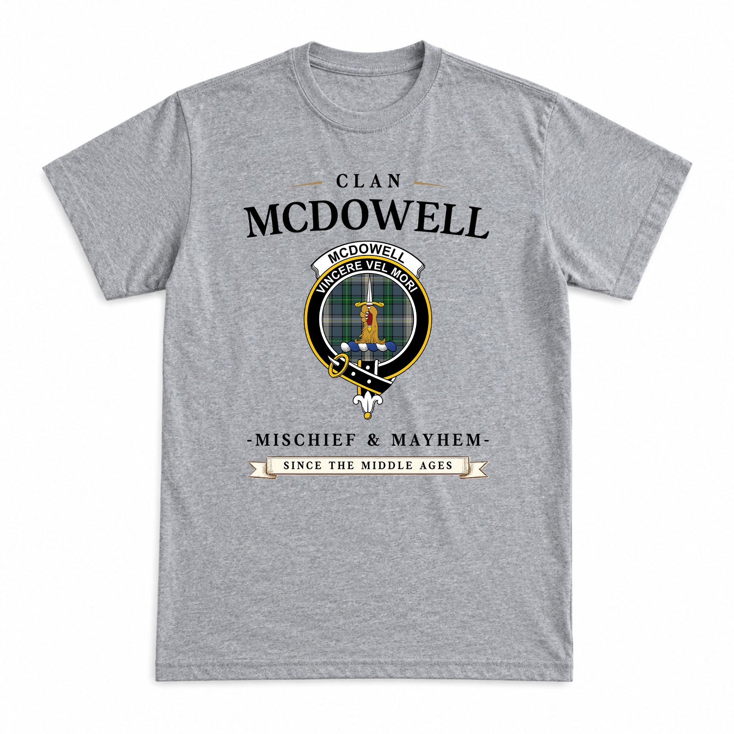 McDowell (MacDowell) Tartan Crest Mischief and Mayhem T-shirt