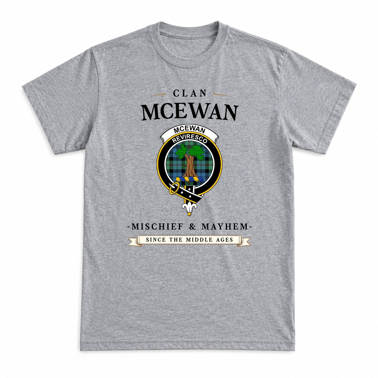 McEwan Ancient Tartan Crest Mischief and Mayhem T-shirt