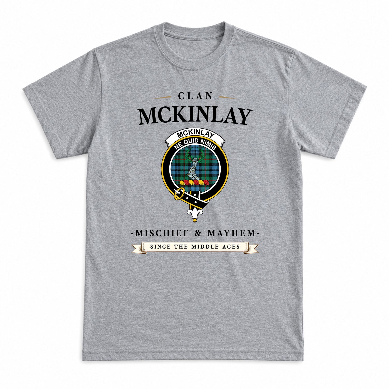 McKinlay Ancient Tartan Crest Mischief and Mayhem T-shirt