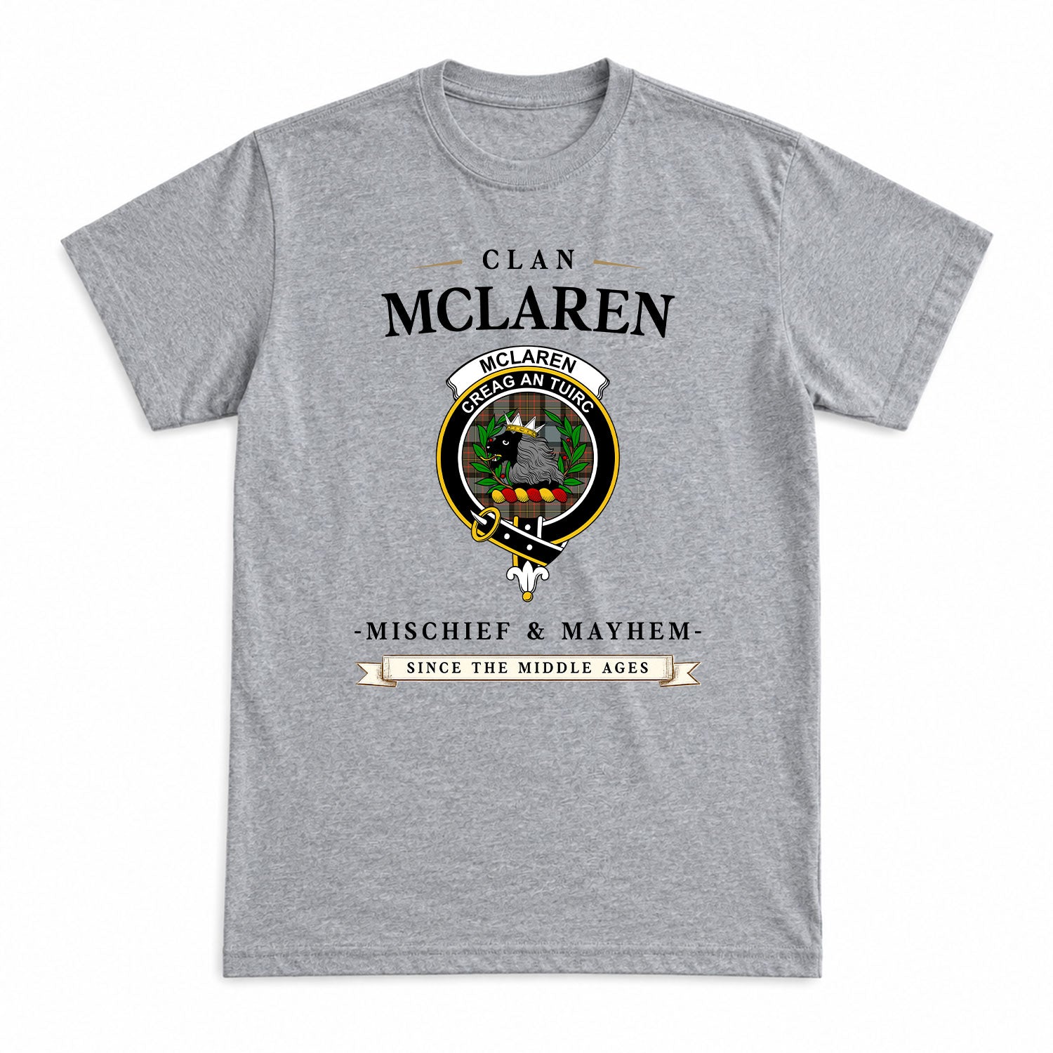 McLaren Weathered Tartan Crest Mischief and Mayhem T-shirt