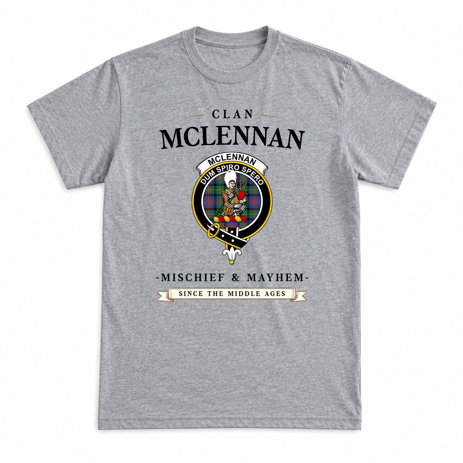 McLennan Ancient Tartan Crest Mischief and Mayhem T-shirt