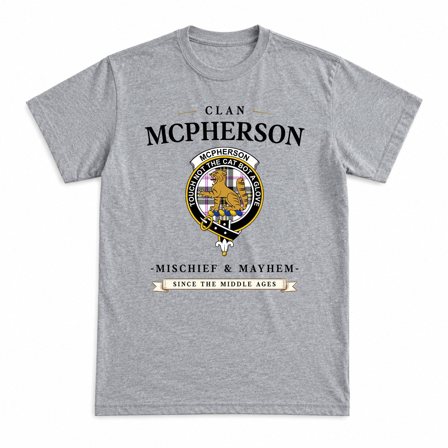 McPherson Dress Modern Tartan Crest Mischief and Mayhem T-shirt