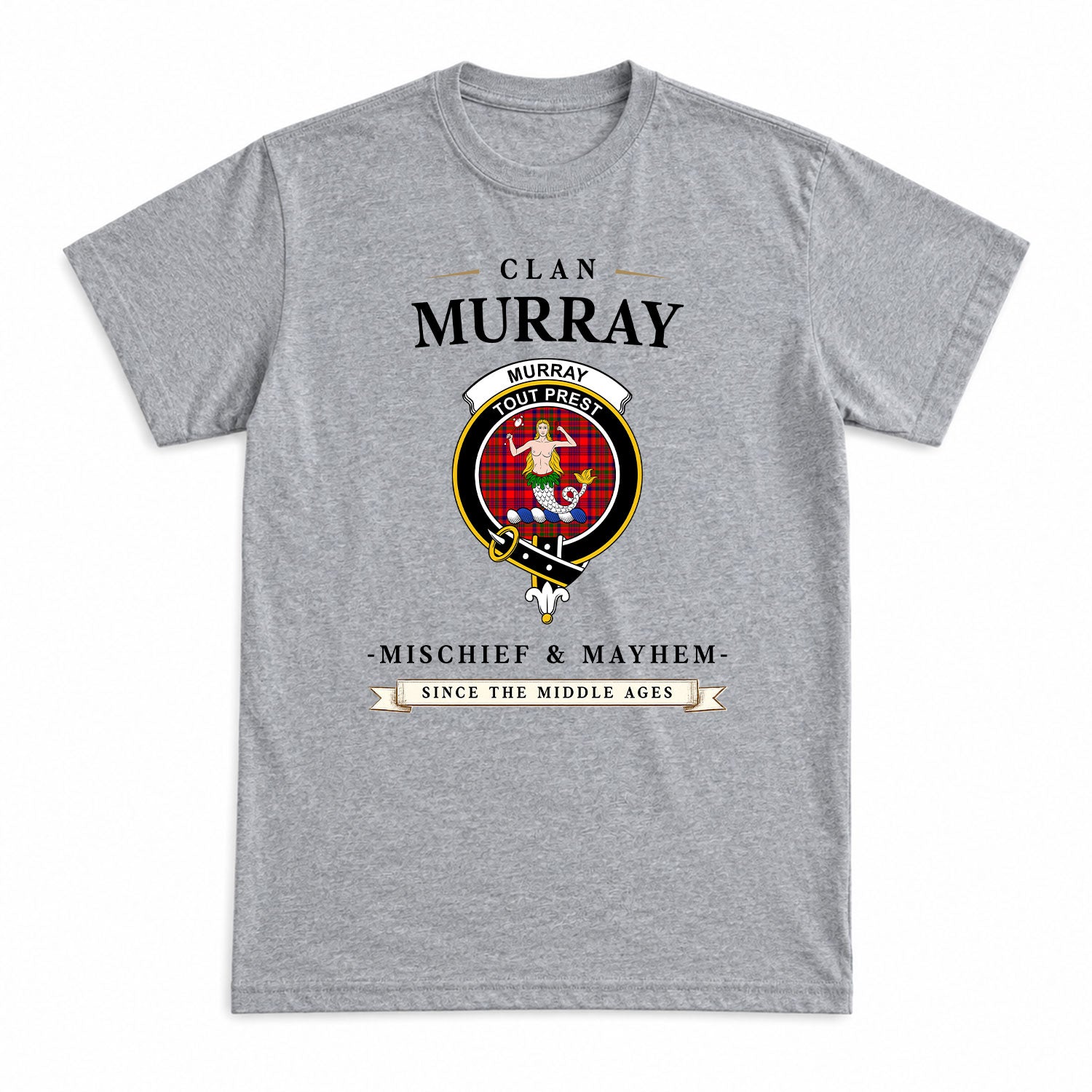 Murray of Tulloch Modern Tartan Crest Mischief and Mayhem T-shirt