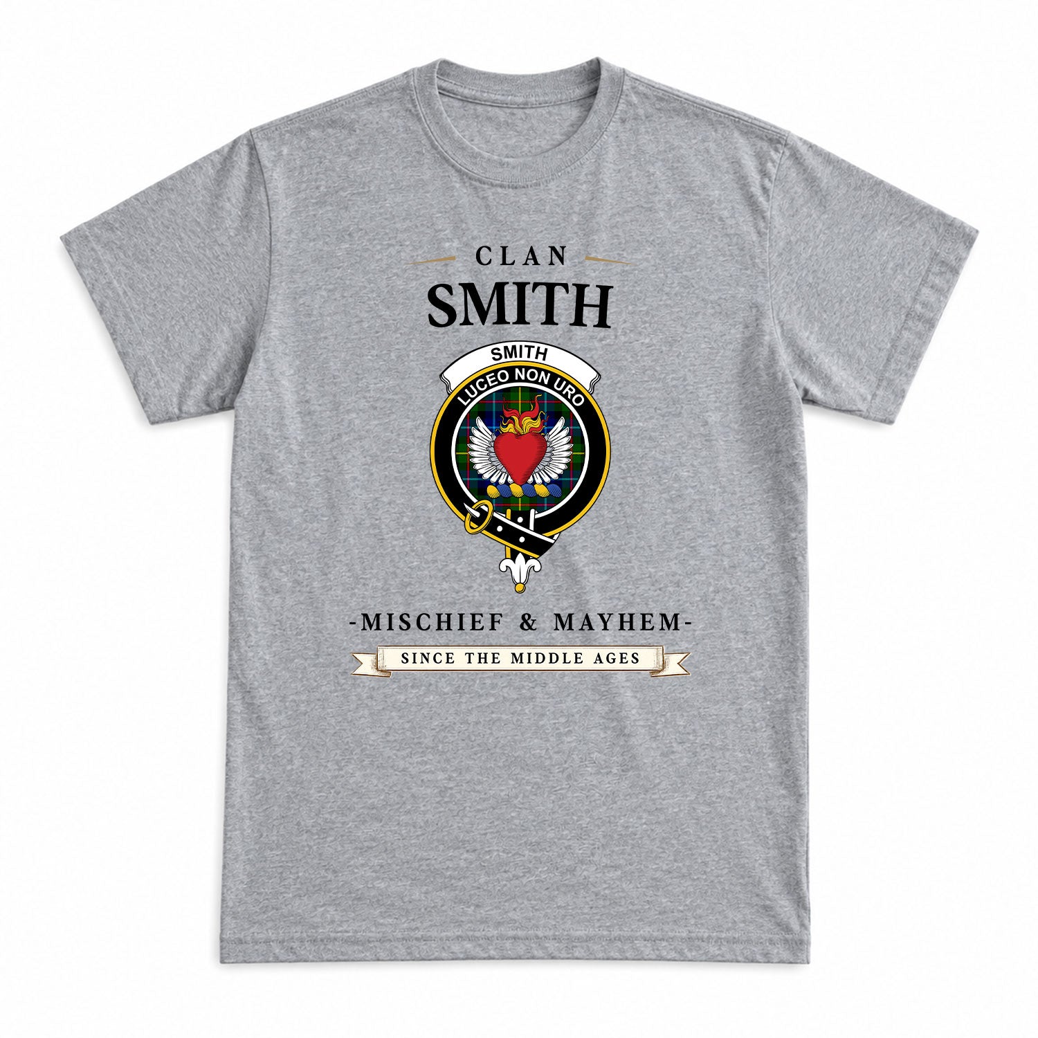 Smith Modern Tartan Crest Mischief and Mayhem T-shirt
