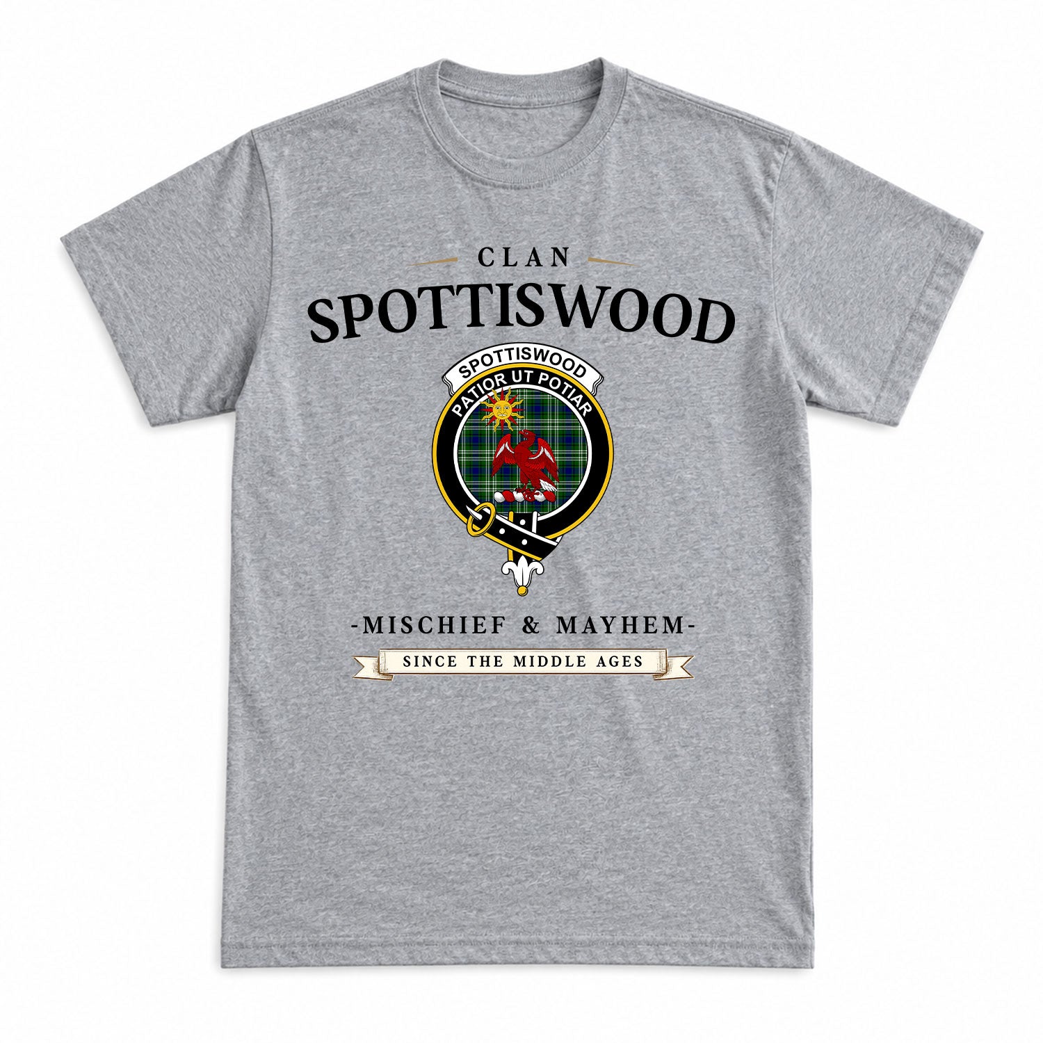 Spottiswood Tartan Crest Mischief and Mayhem T-shirt