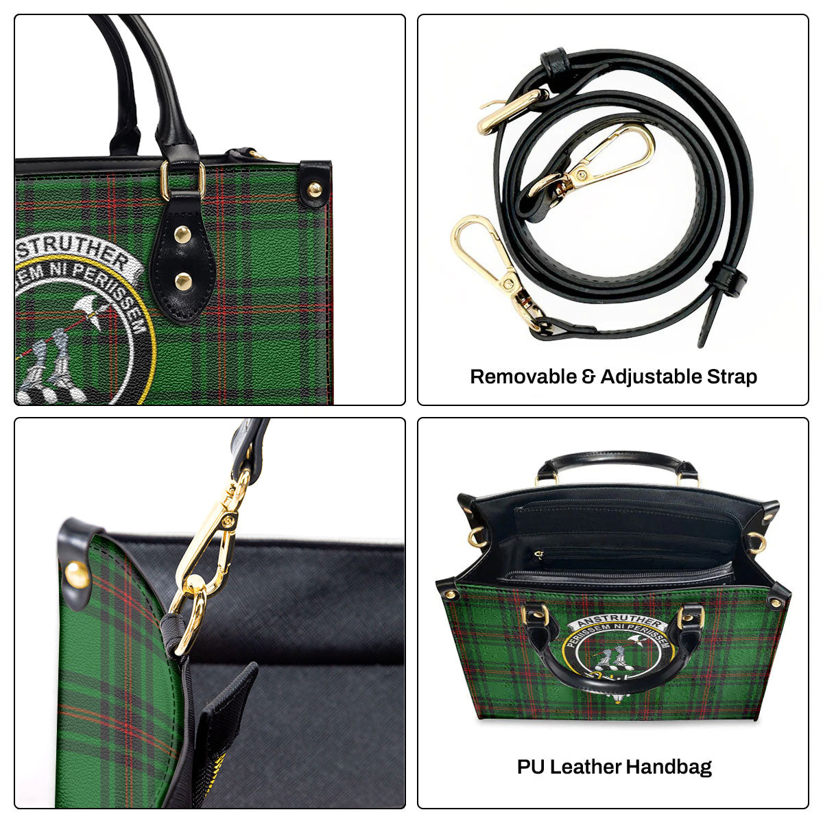 Anstruther Tartan Crest Leather Handbag