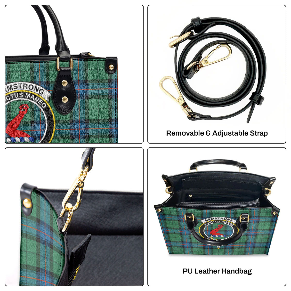 Armstrong Ancient Tartan Crest Leather Handbag