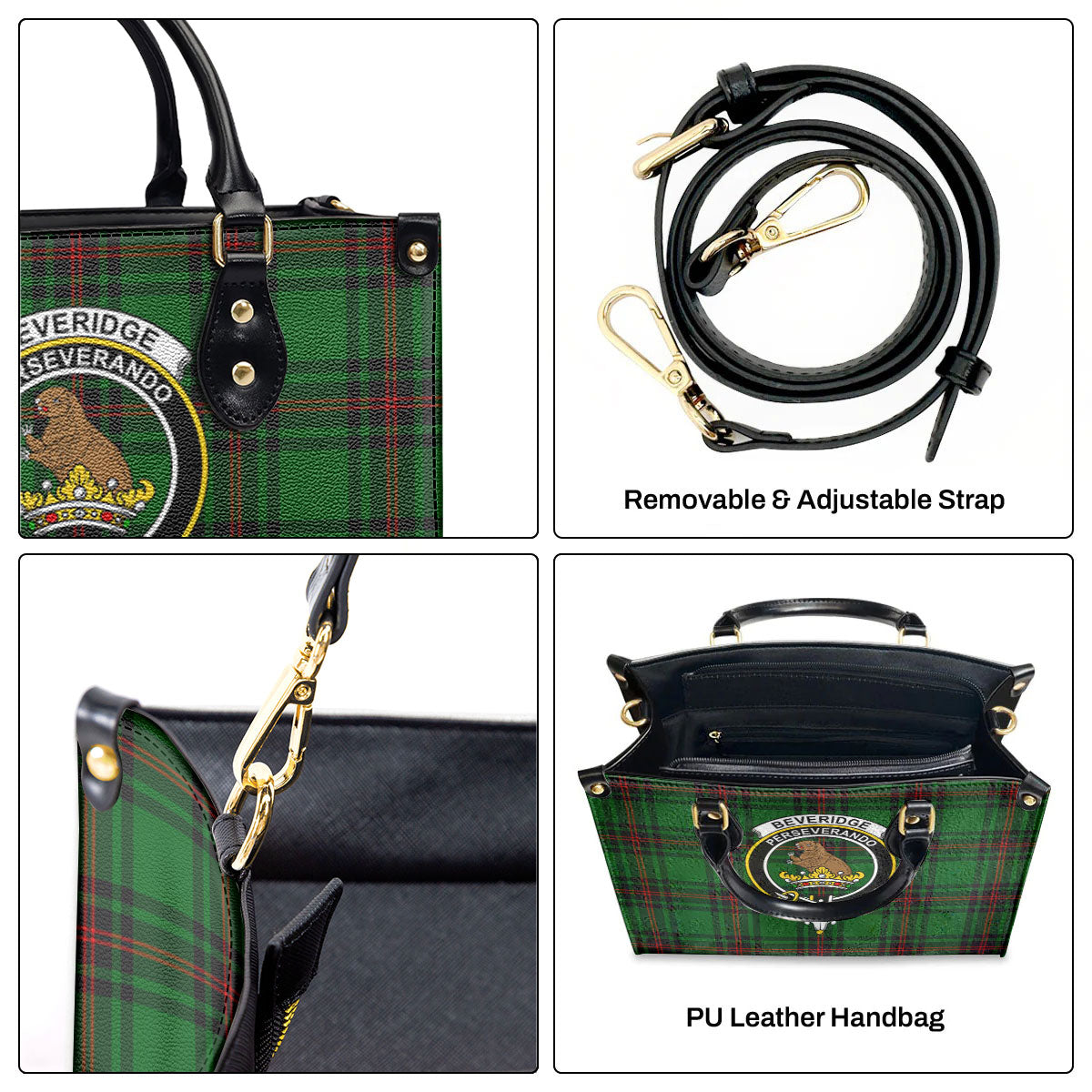 Beveridge Tartan Crest Leather Handbag