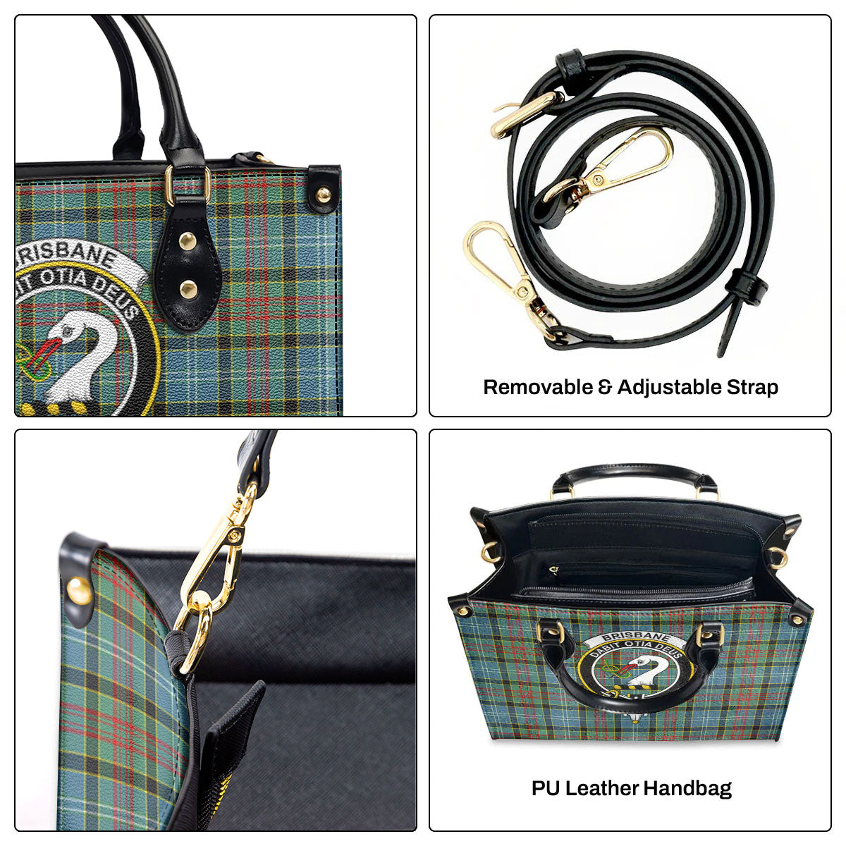 Brisbane Tartan Crest Leather Handbag