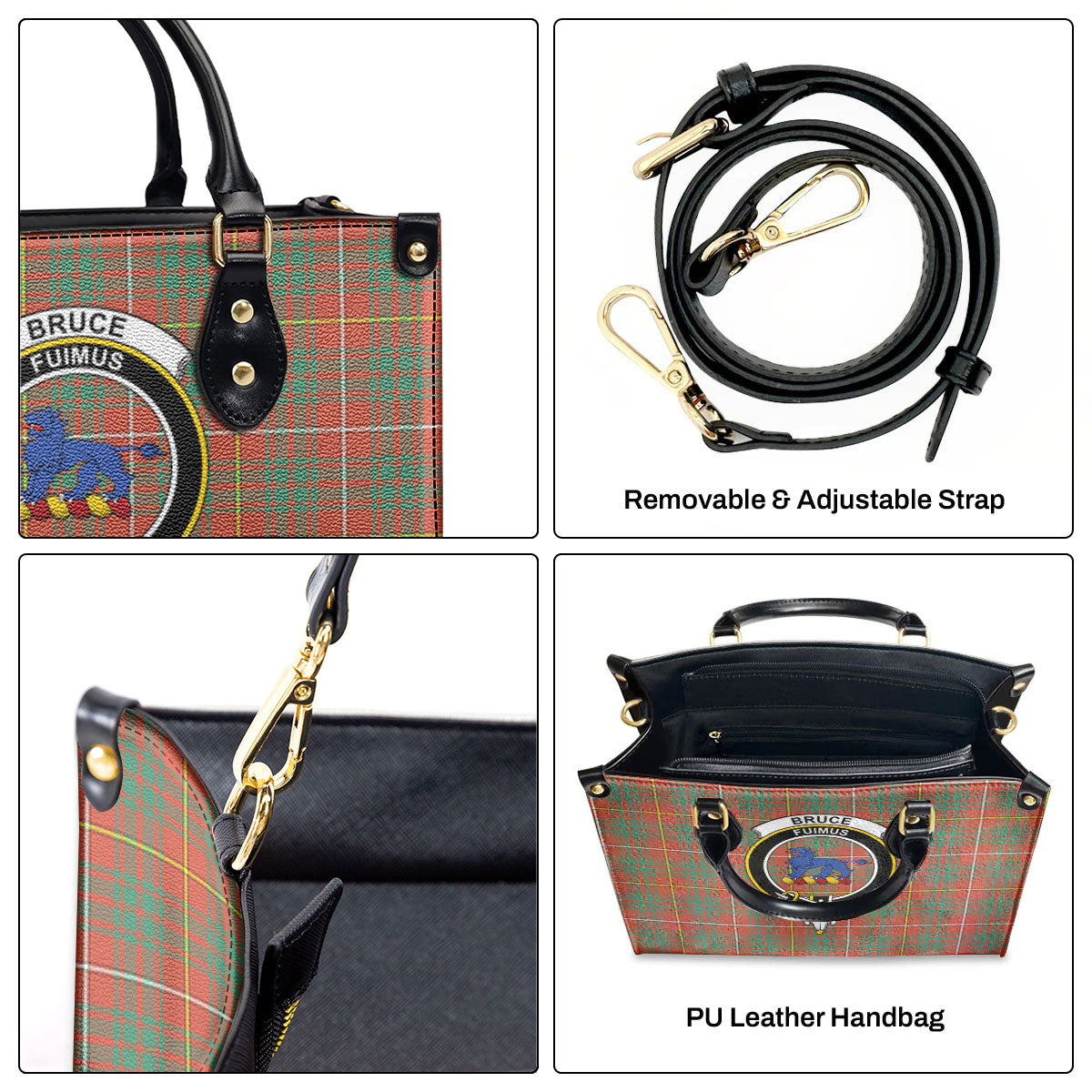 Bruce Ancient Tartan Crest Leather Handbag