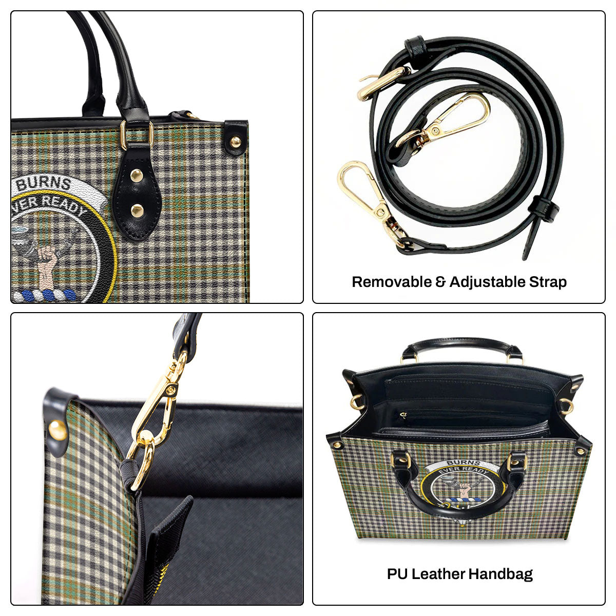 Burns Check Tartan Crest Leather Handbag