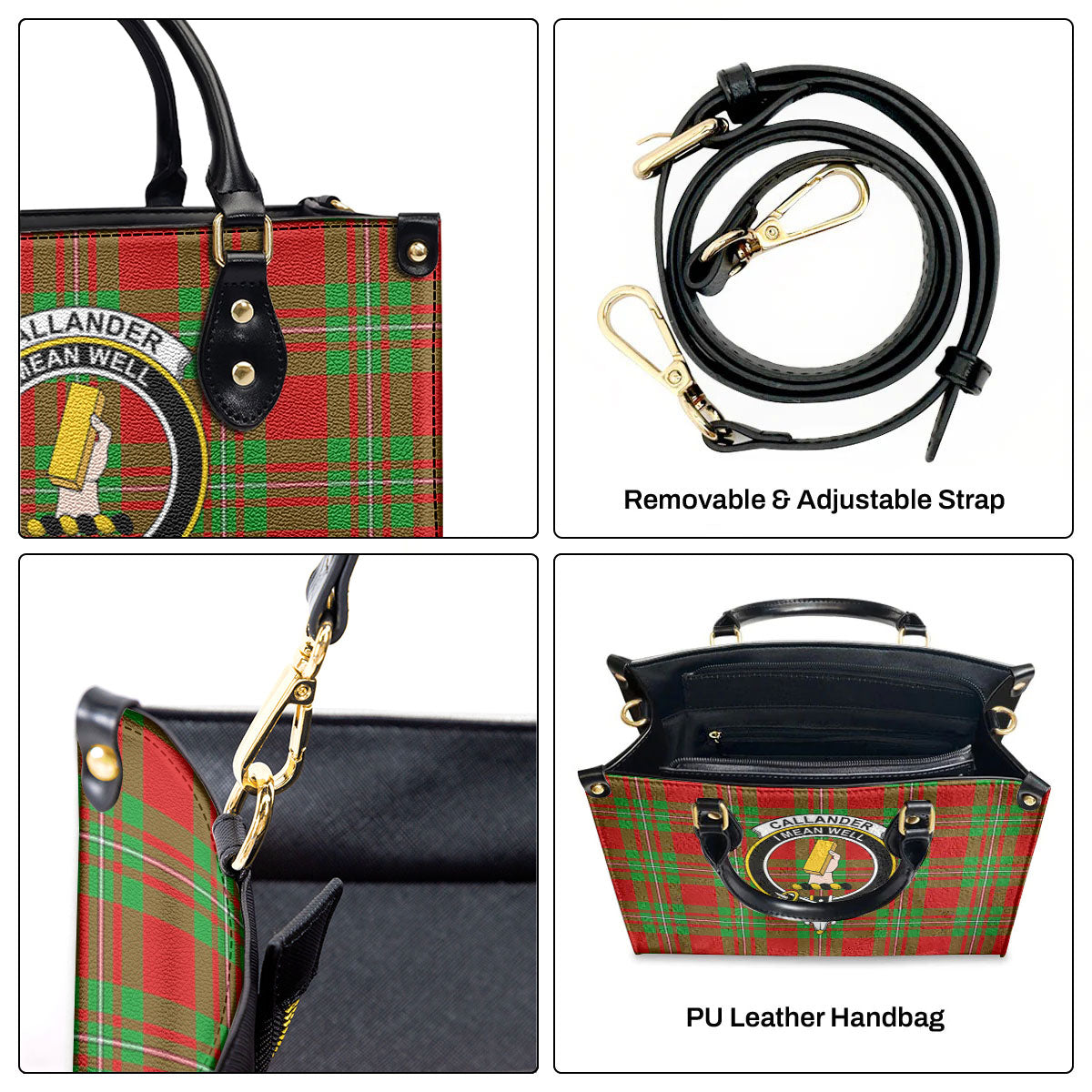 Callander Tartan Crest Leather Handbag