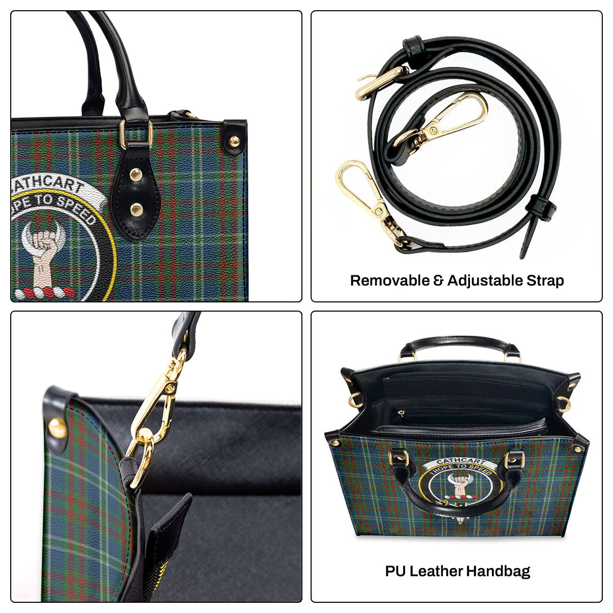 Cathcart Tartan Crest Leather Handbag