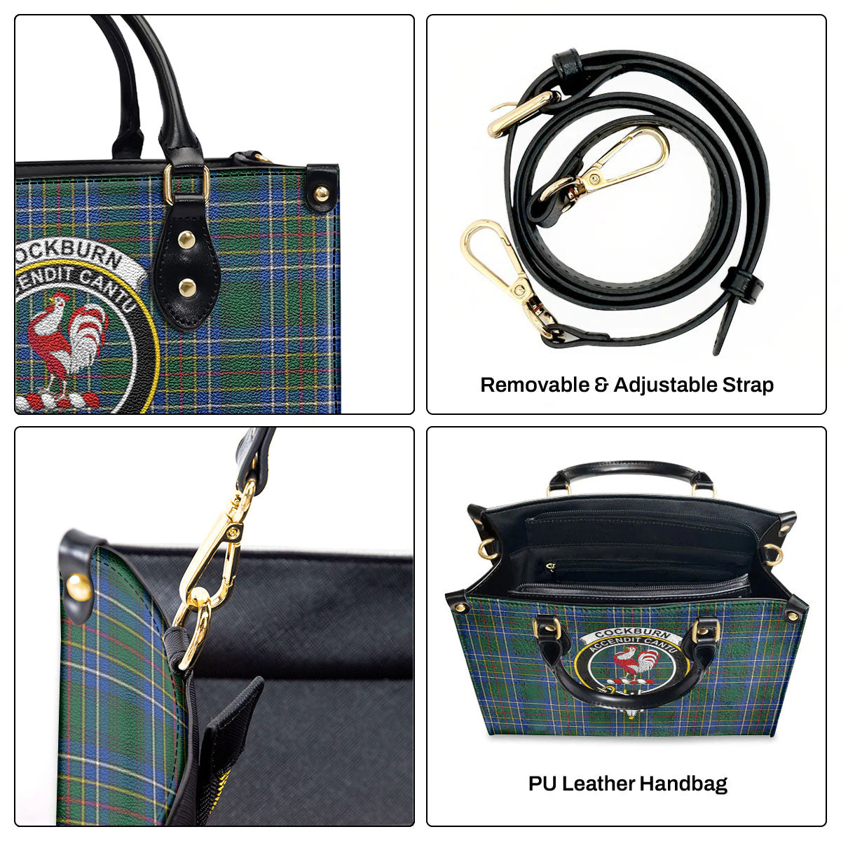 Cockburn Ancient Tartan Crest Leather Handbag