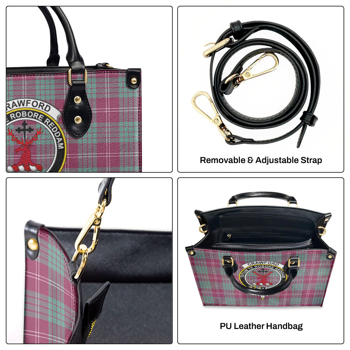 Crawford Ancient Tartan Crest Leather Handbag