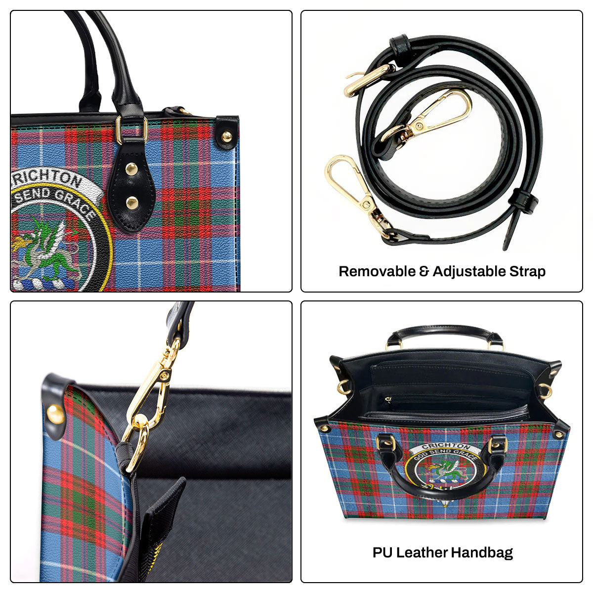 Crichton Tartan Crest Leather Handbag